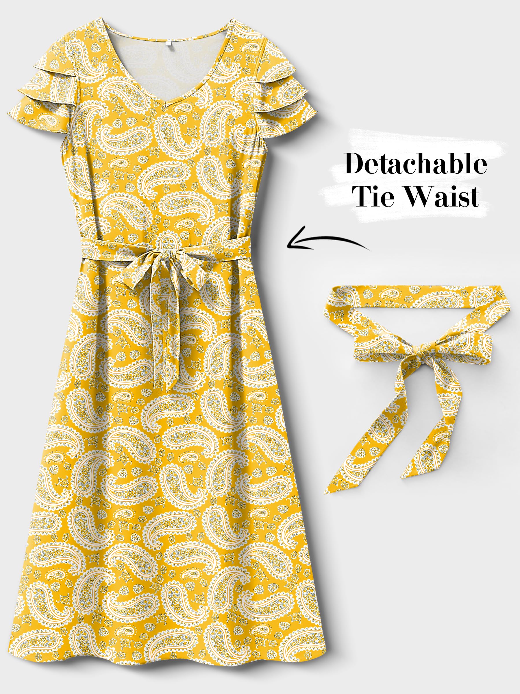Foto 4 pulgar | Vestido Anrabess Con Estampado Floral De Verano Y Cuello En V Y Manga Con Volantes - Venta Internacional.