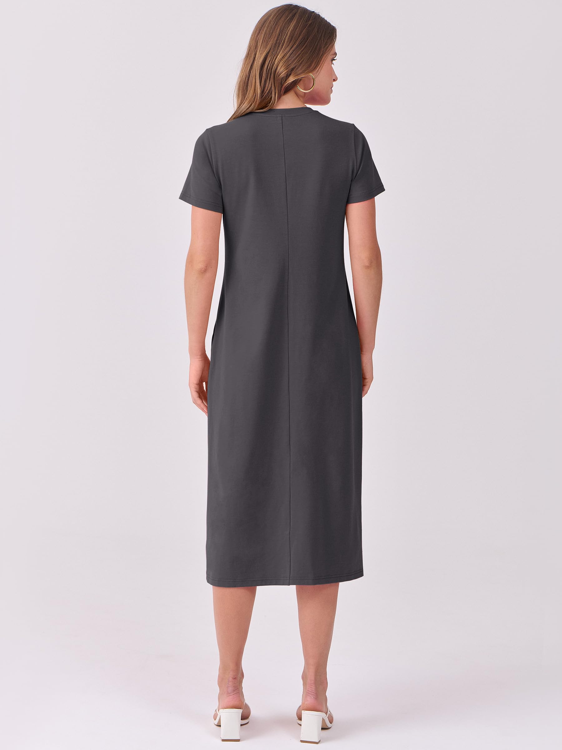 Foto 6 pulgar | Vestido Midi Anrabess 2025, Casual De Verano, Cuello Redondo, Gris Oscuro - Venta Internacional.