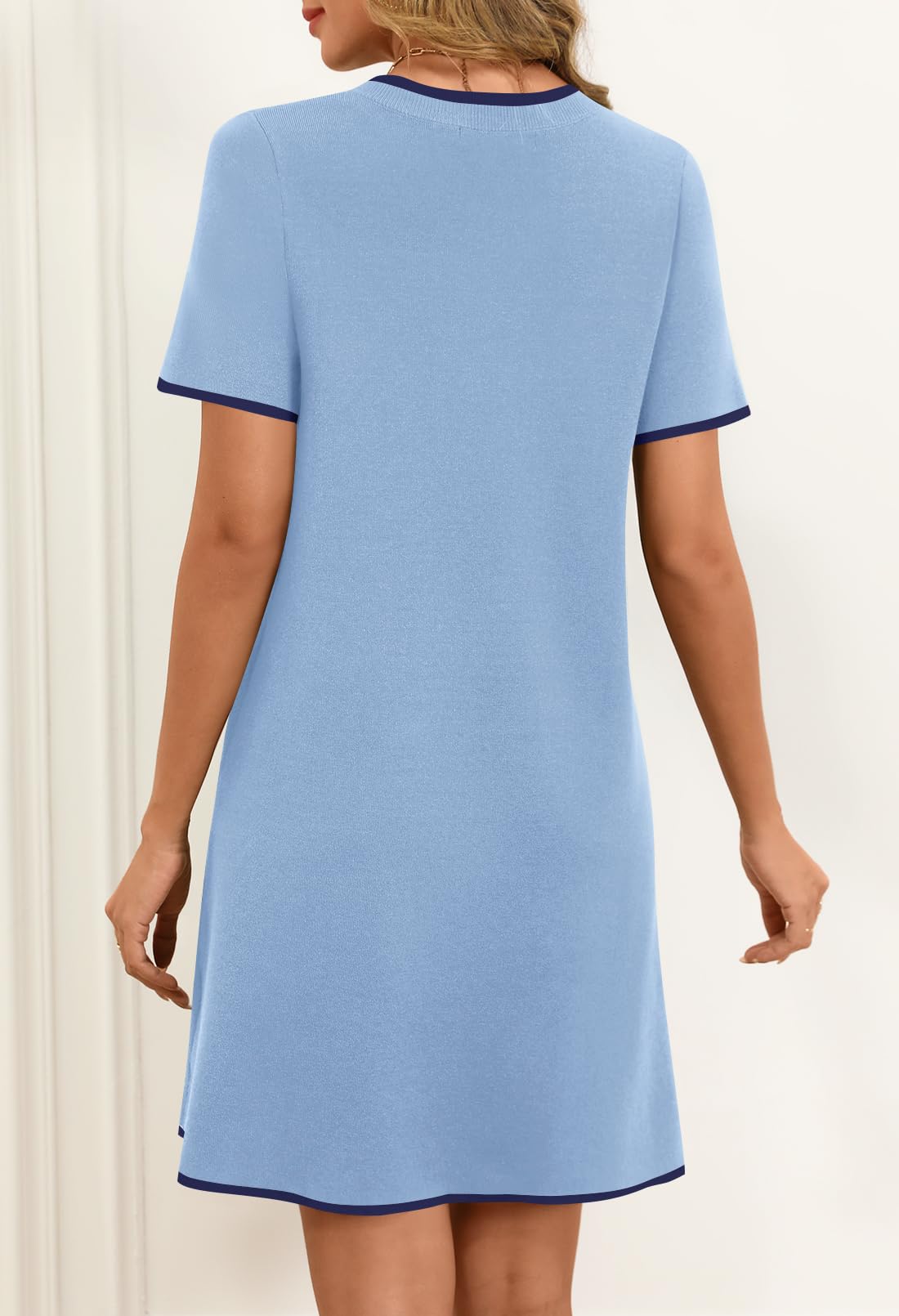 Foto 4 pulgar | Vestido Merokeety Para Mujer, Verano 2025, Manga Corta, Color Block - Venta Internacional.