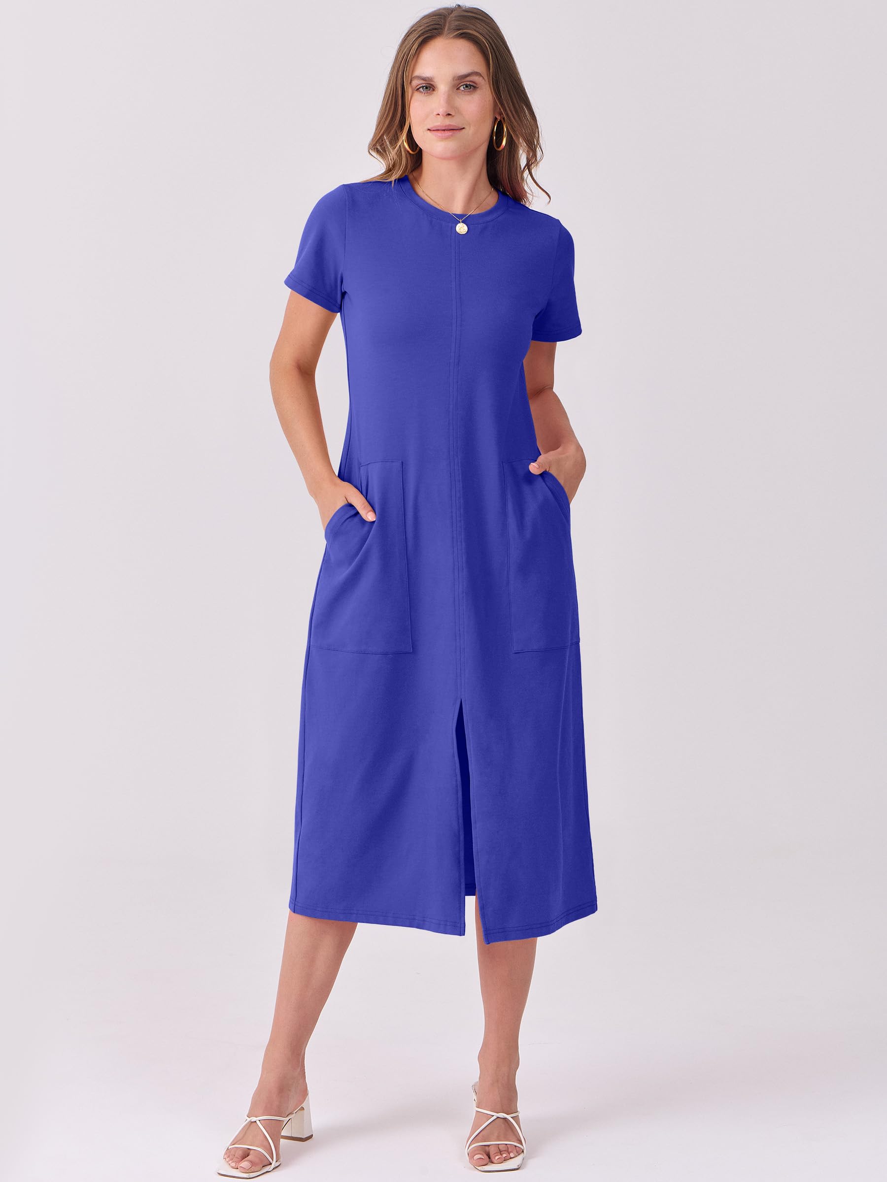 Foto 3 pulgar | Vestido Midi Anrabess 2025, Casual De Verano, Manga Corta, Azul Real - Venta Internacional.