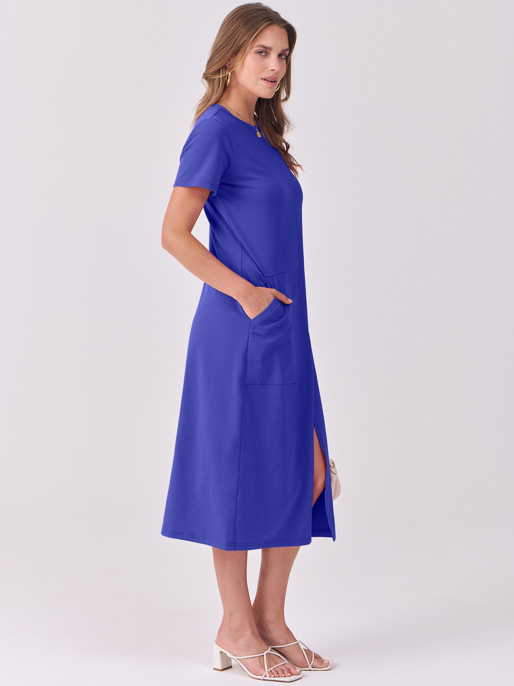 Foto 4 | Vestido Midi Anrabess 2025, Casual De Verano, Manga Corta, Azul Real - Venta Internacional.