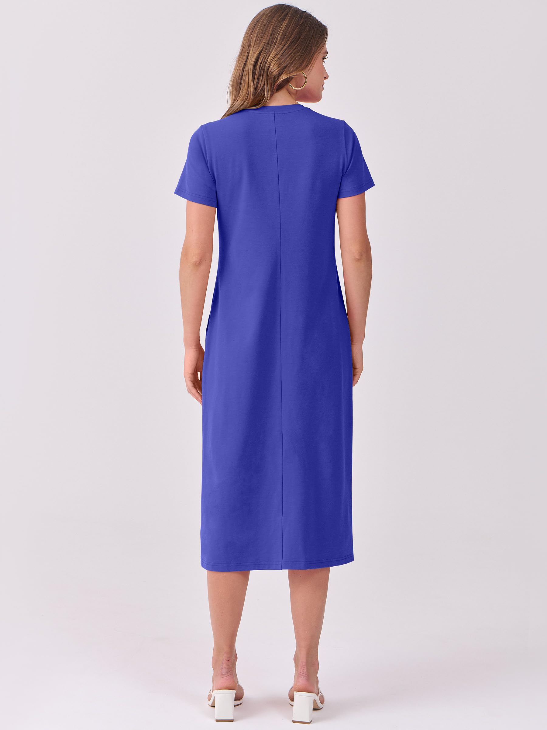 Foto 5 | Vestido Midi Anrabess 2025, Casual De Verano, Manga Corta, Azul Real - Venta Internacional.