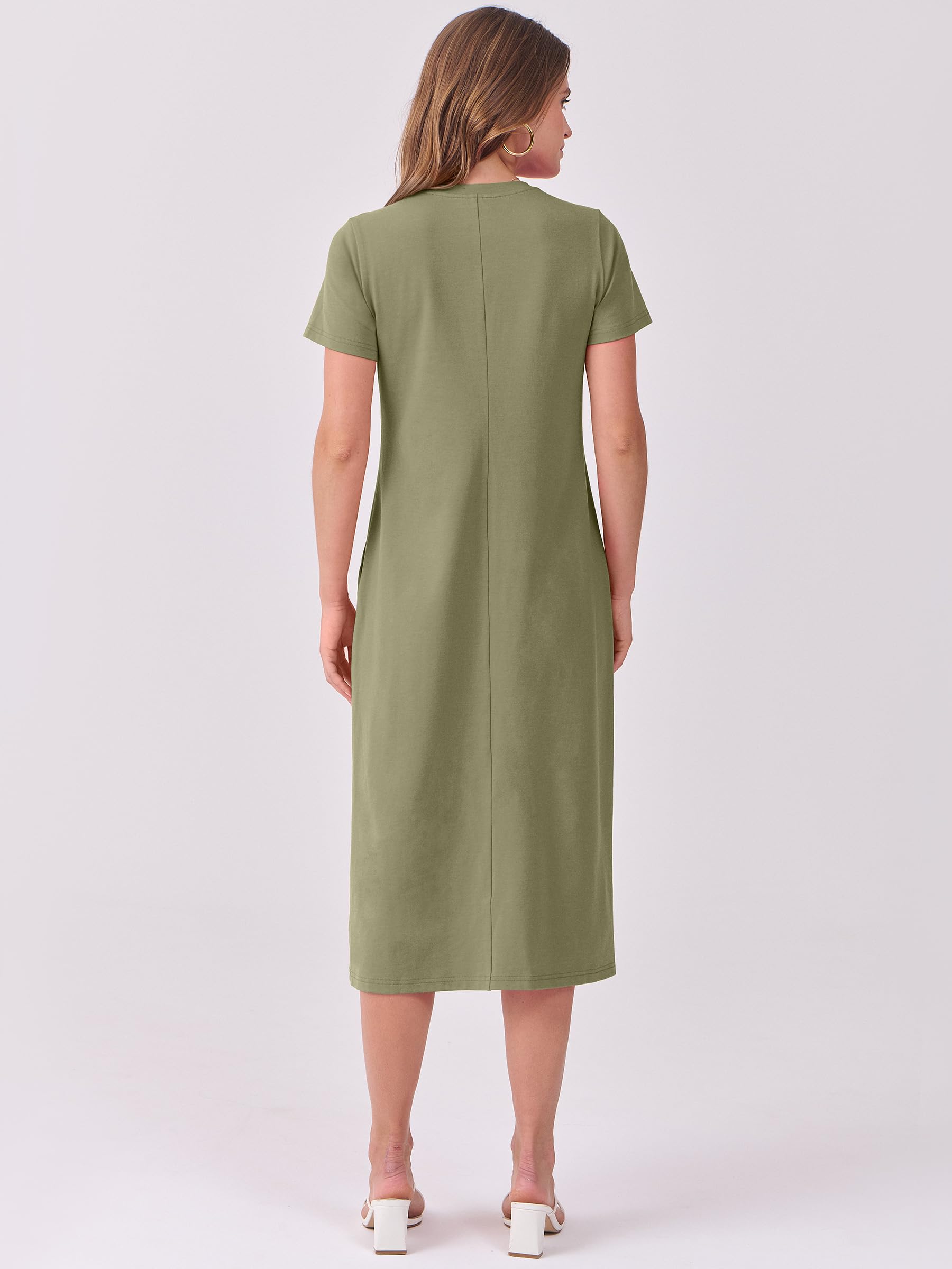 Foto 6 pulgar | Vestido Midi Anrabess 2025, Casual De Verano, Manga Corta, Verde Militar - Venta Internacional.