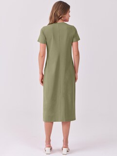 Foto 5 | Vestido Midi Anrabess 2025, Casual De Verano, Manga Corta, Verde Militar - Venta Internacional.