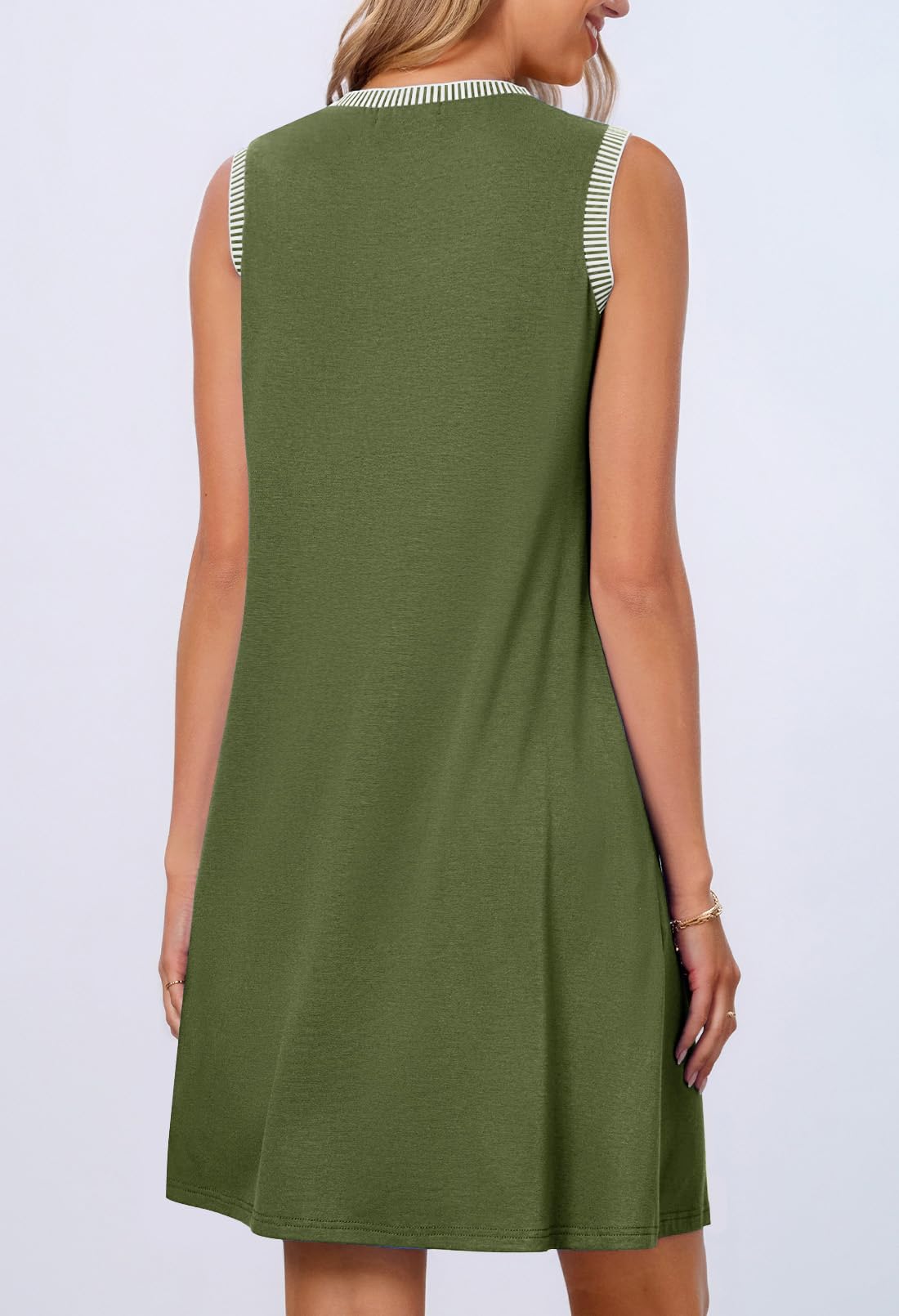 Foto 4 pulgar | Vestido Casual Merokeety 2025 Para Mujer, Color Verde Militar, Talla L - Venta Internacional.