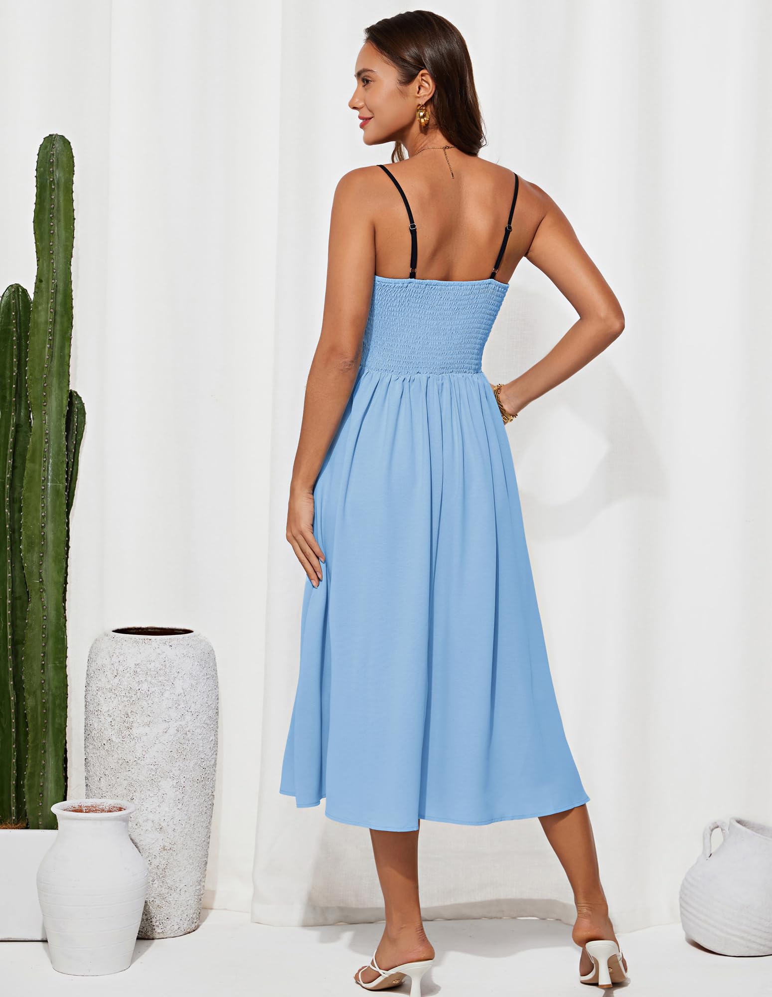Foto 4 | Vestido Grace Karin Azul Fluido En Forma De A Con Tirantes Finos - Venta Internacional.