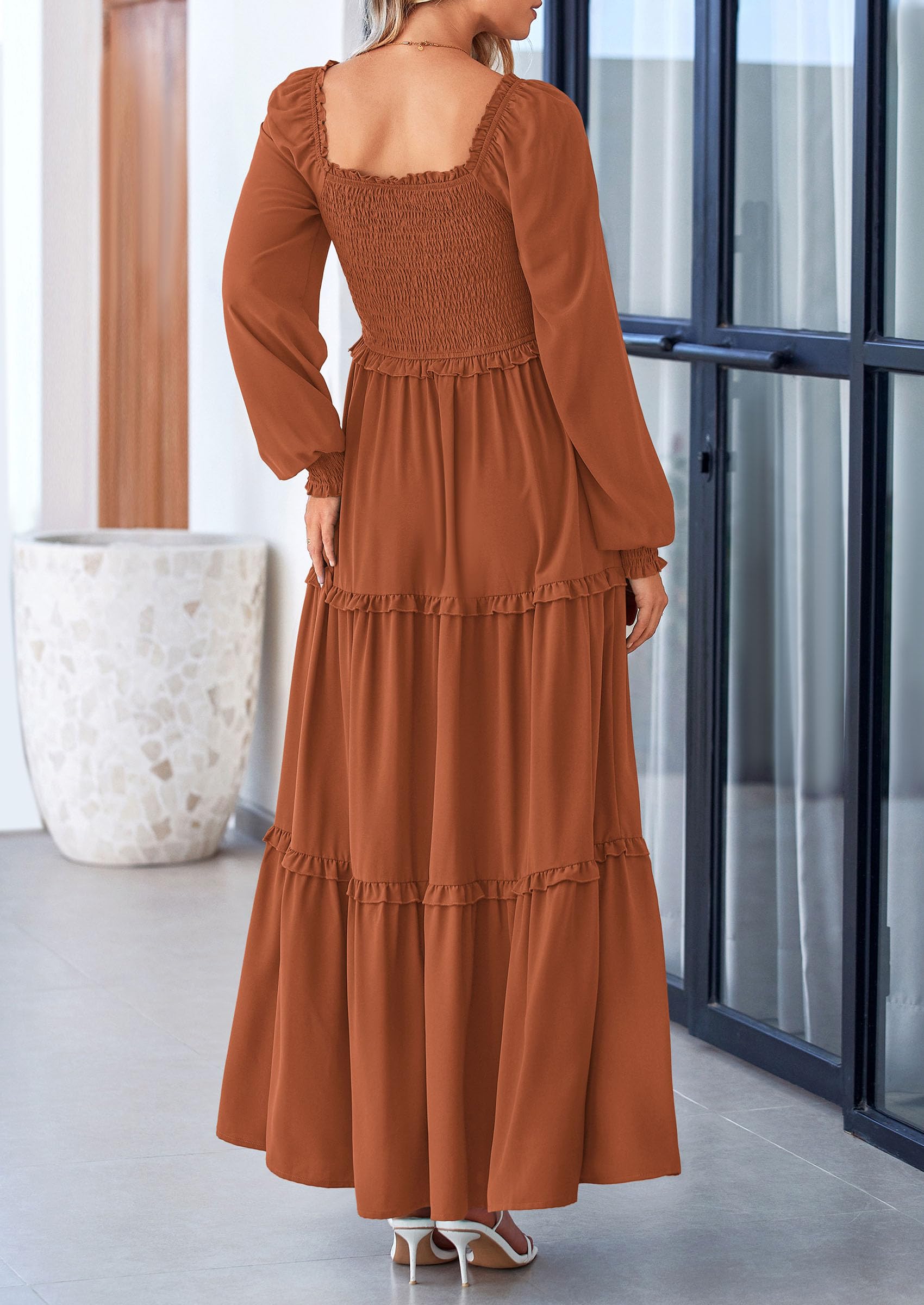 Foto 2 | Vestido Largo Prettygarden Para Mujer, Color Marrón Primaveral - Venta Internacional.