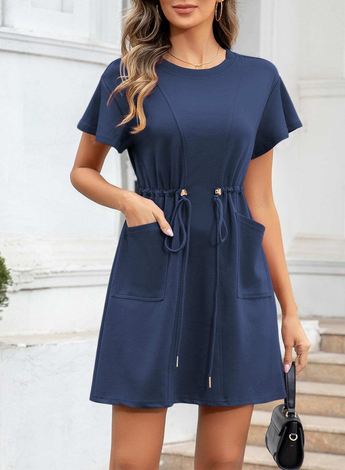 Foto 3 pulgar | Vestido Evaless Para Mujer, Primavera-verano, Casual, Corte A, Azul, Talla L - Venta Internacional.