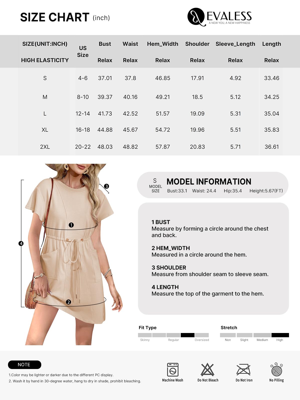 Foto 6 pulgar | Vestido Evaless Para Mujer, Primavera-verano, Casual, Corte A, Azul, Talla L - Venta Internacional.