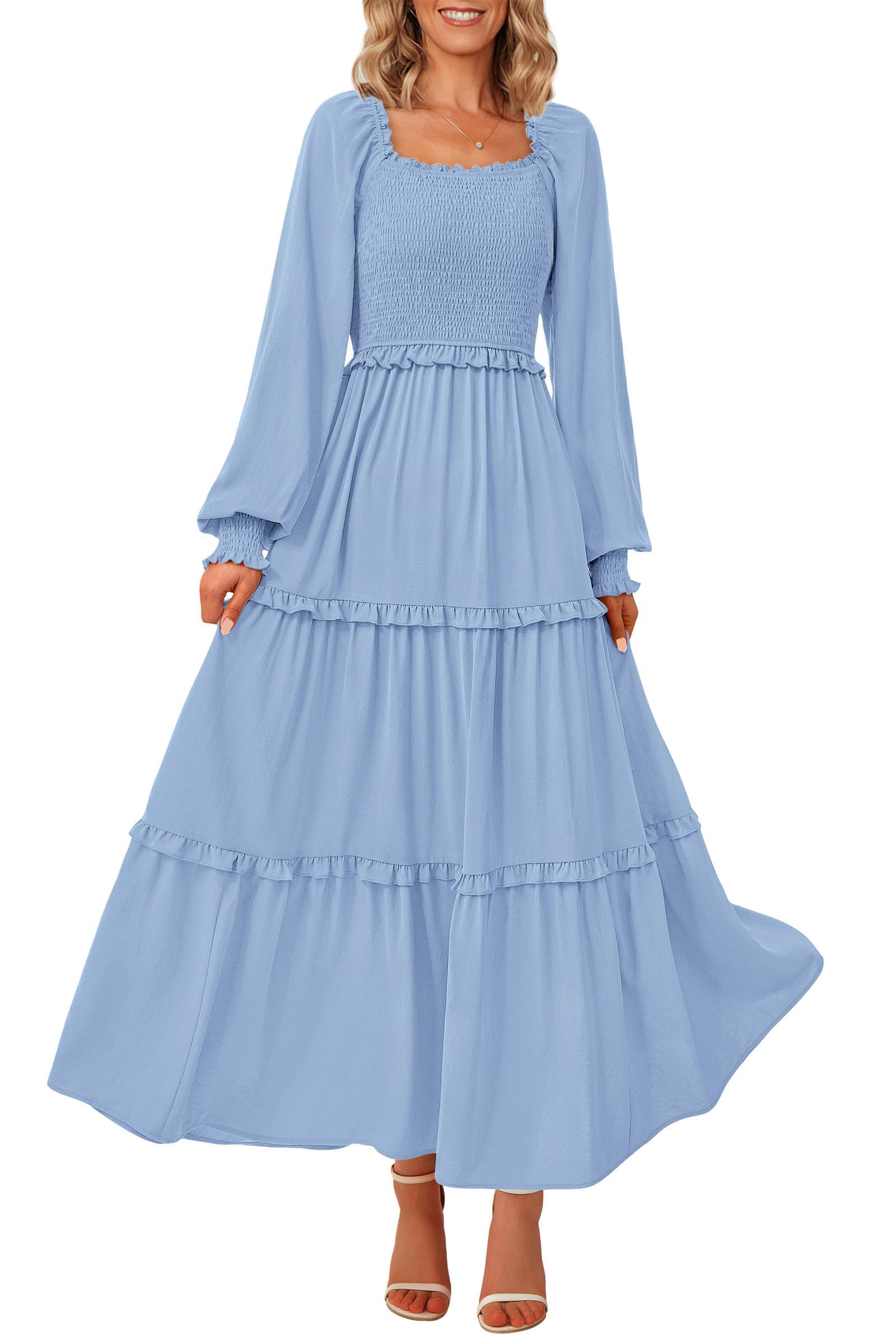 Foto 1 | Vestido Largo Prettygarden Para Mujer, Estampado Primaveral, Con Bolsillos - Venta Internacional.