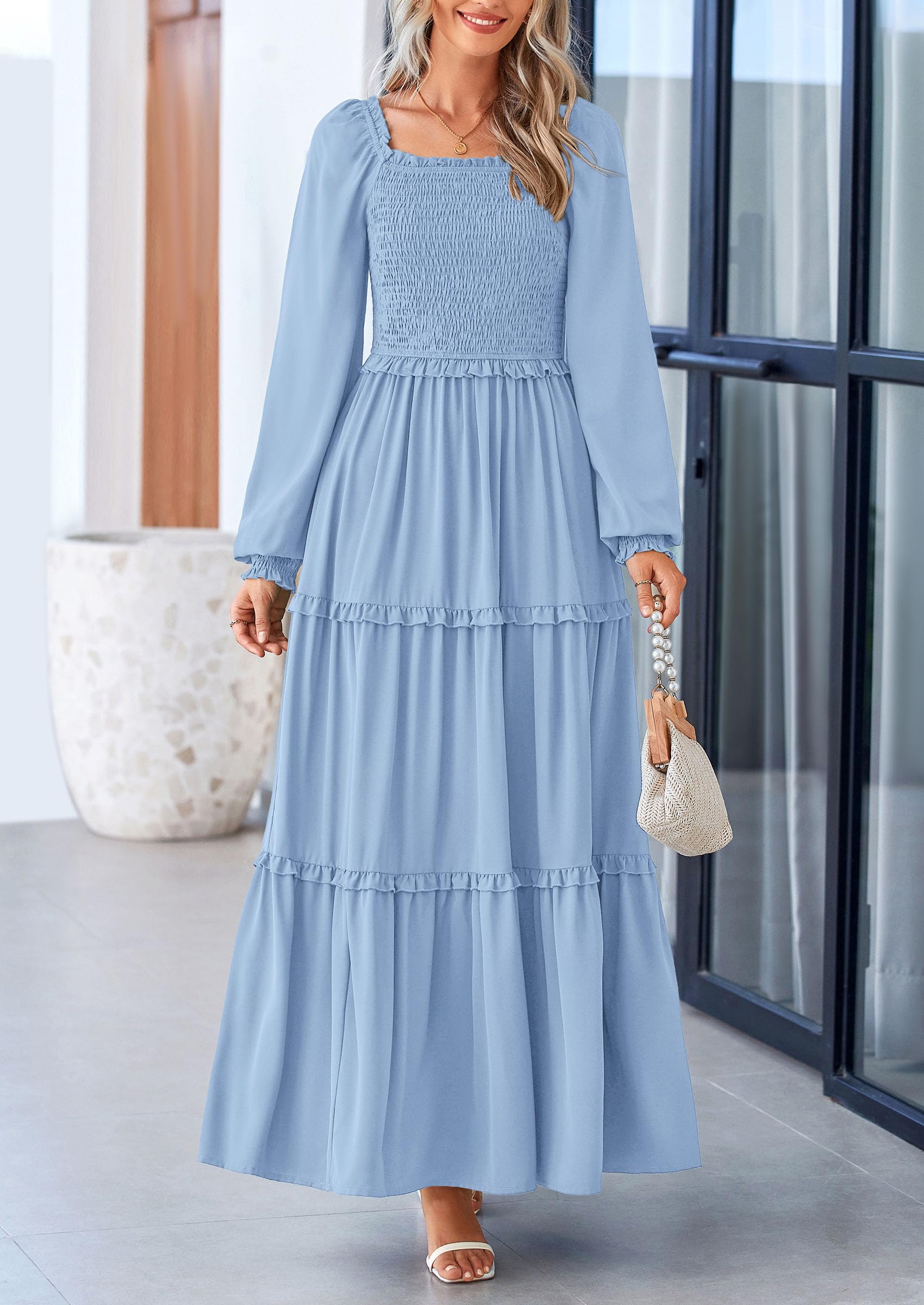Foto 4 pulgar | Vestido Largo Prettygarden Para Mujer, Estampado Primaveral, Con Bolsillos - Venta Internacional.
