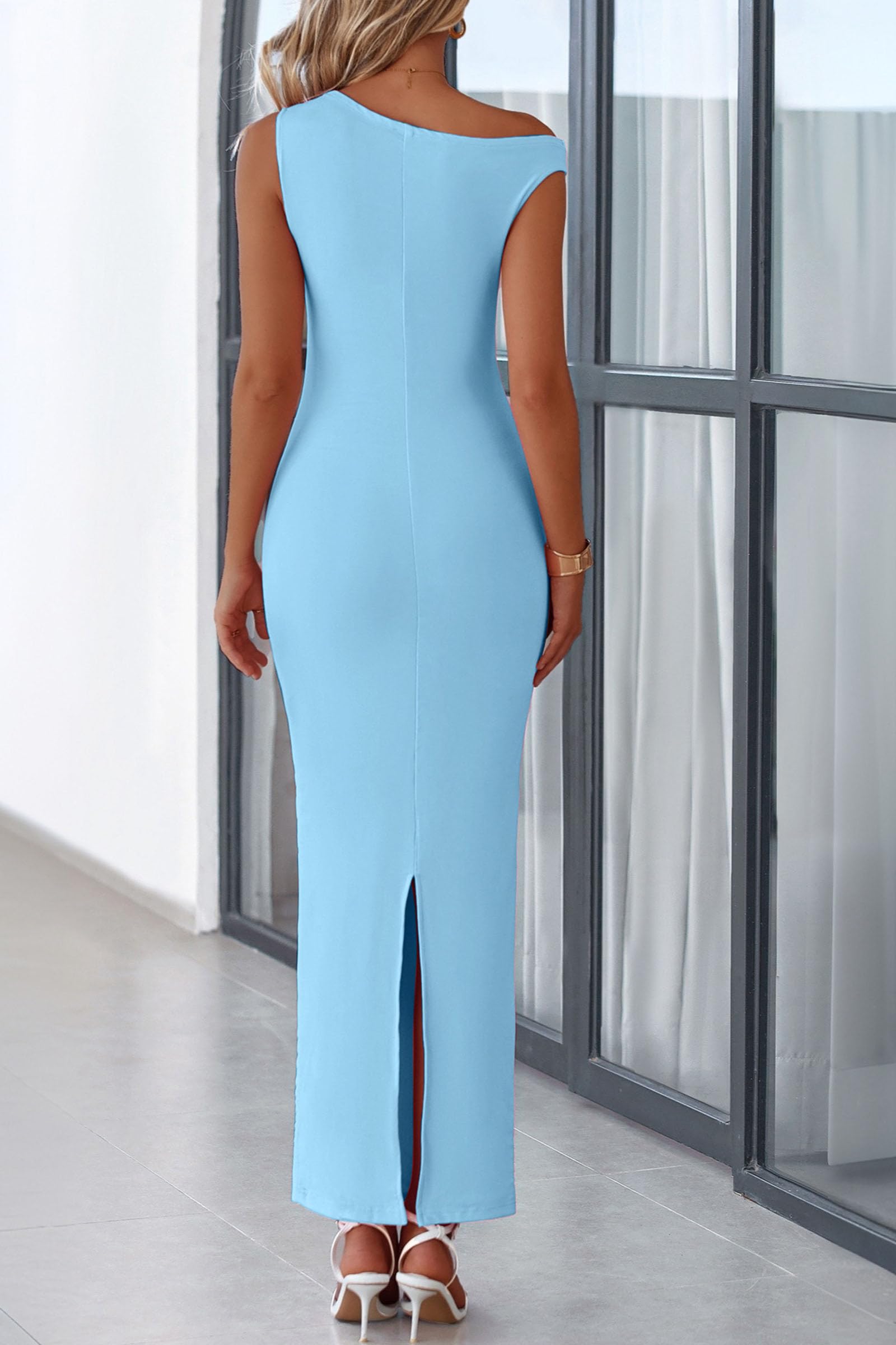 Foto 2 | Vestido Largo Prettygarden Para Mujer 2025, Verano, Azul Claro, Xxl - Venta Internacional.