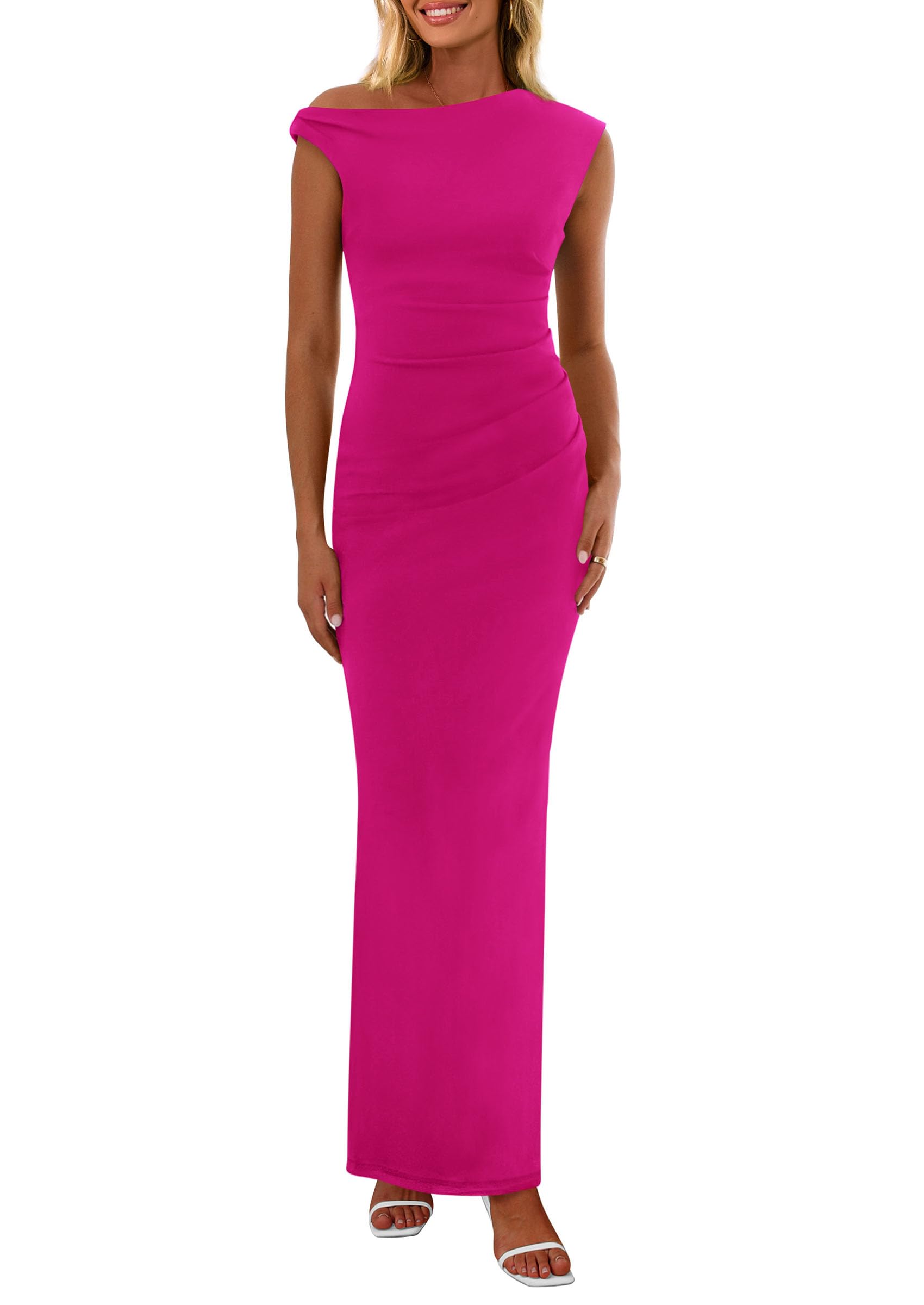 Foto 2 pulgar | Vestido Largo Prettygarden Para Mujer, Verano 2025, Rosa Roja - Venta Internacional.