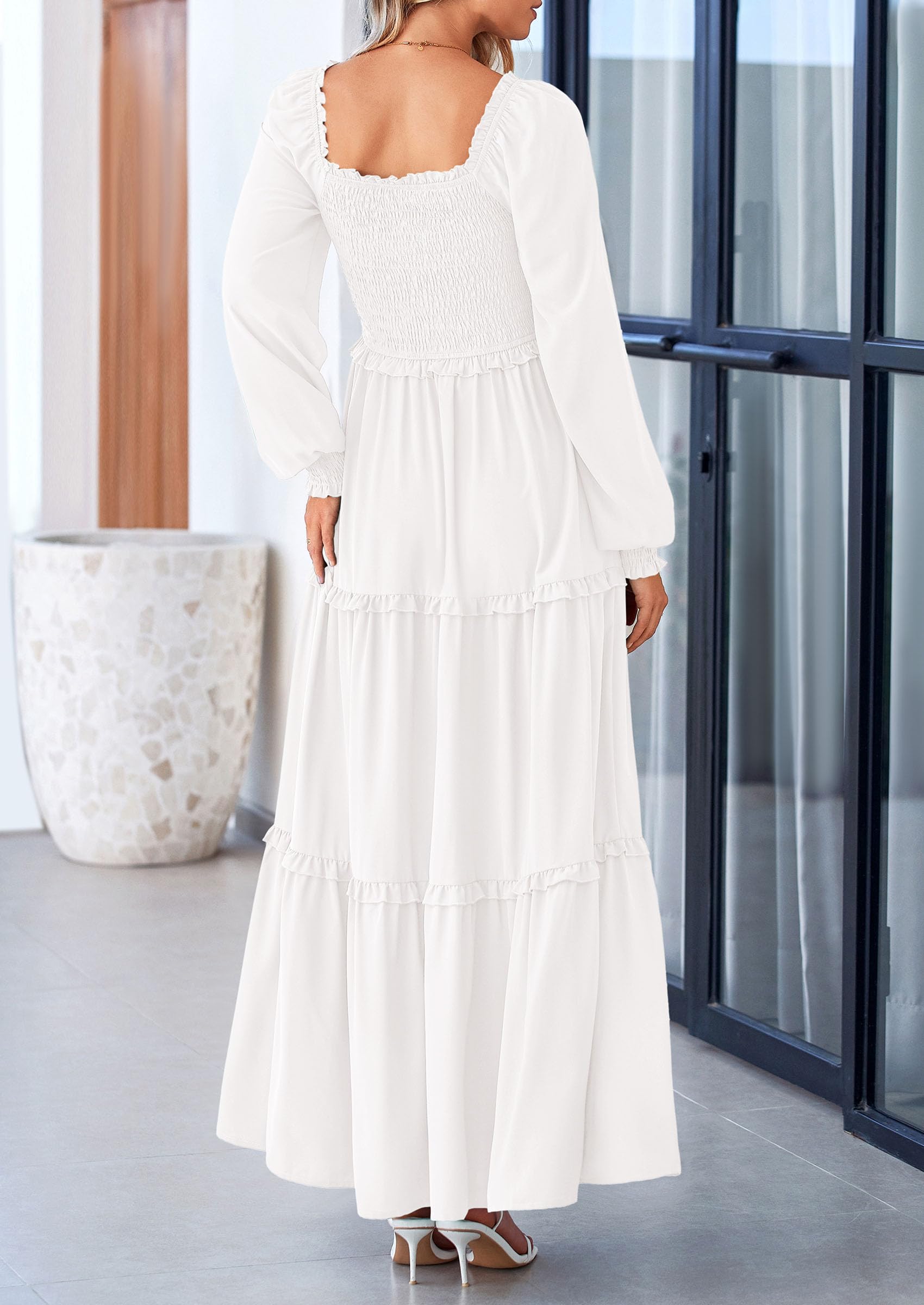 Foto 2 | Vestido Largo Prettygarden Para Mujer, Estampado Primaveral, Blanco, Talla Pequeña - Venta Internacional.