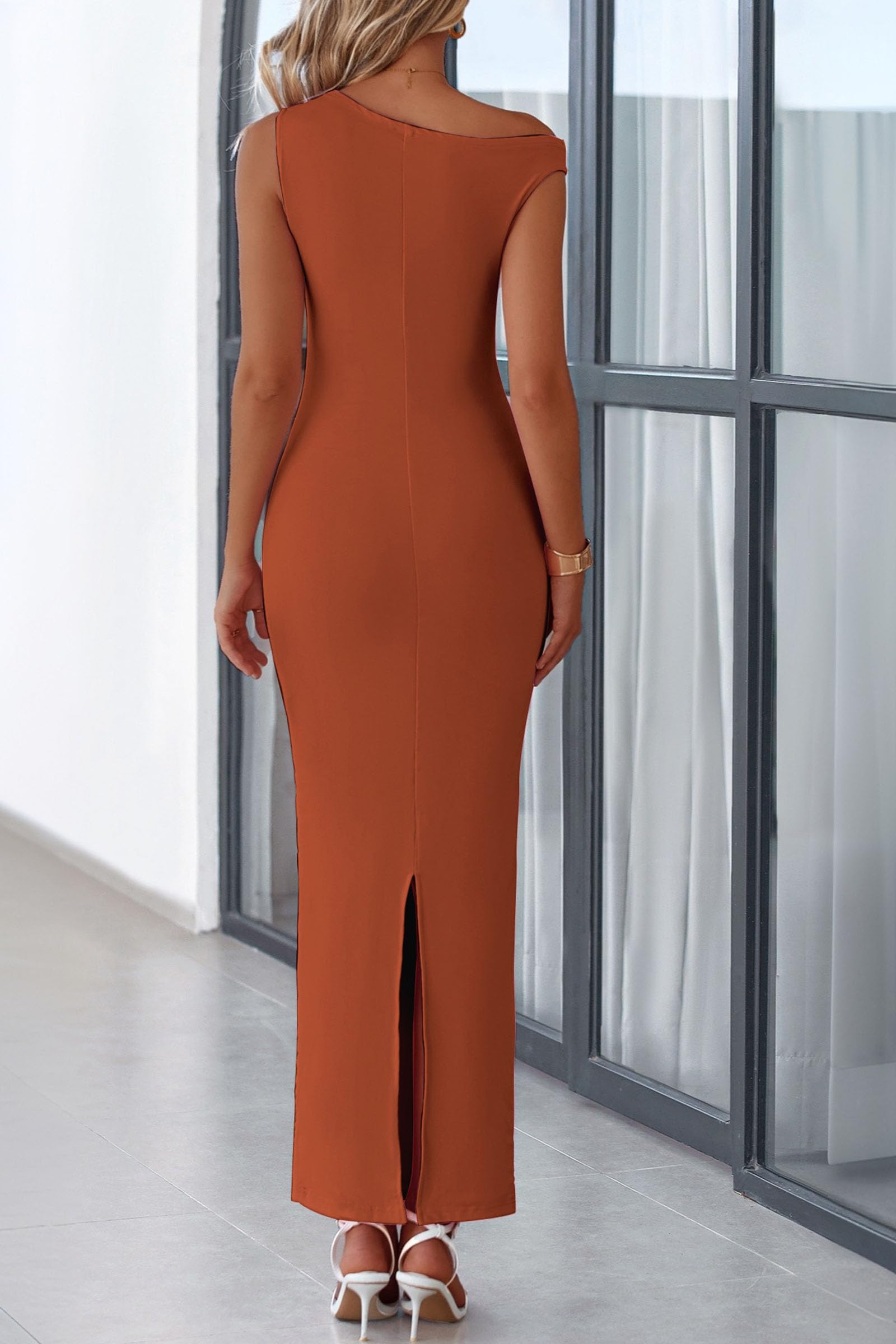 Foto 3 pulgar | Vestido Largo Prettygarden Para Mujer, Verano 2025, Con Un Solo Hombro - Venta Internacional.