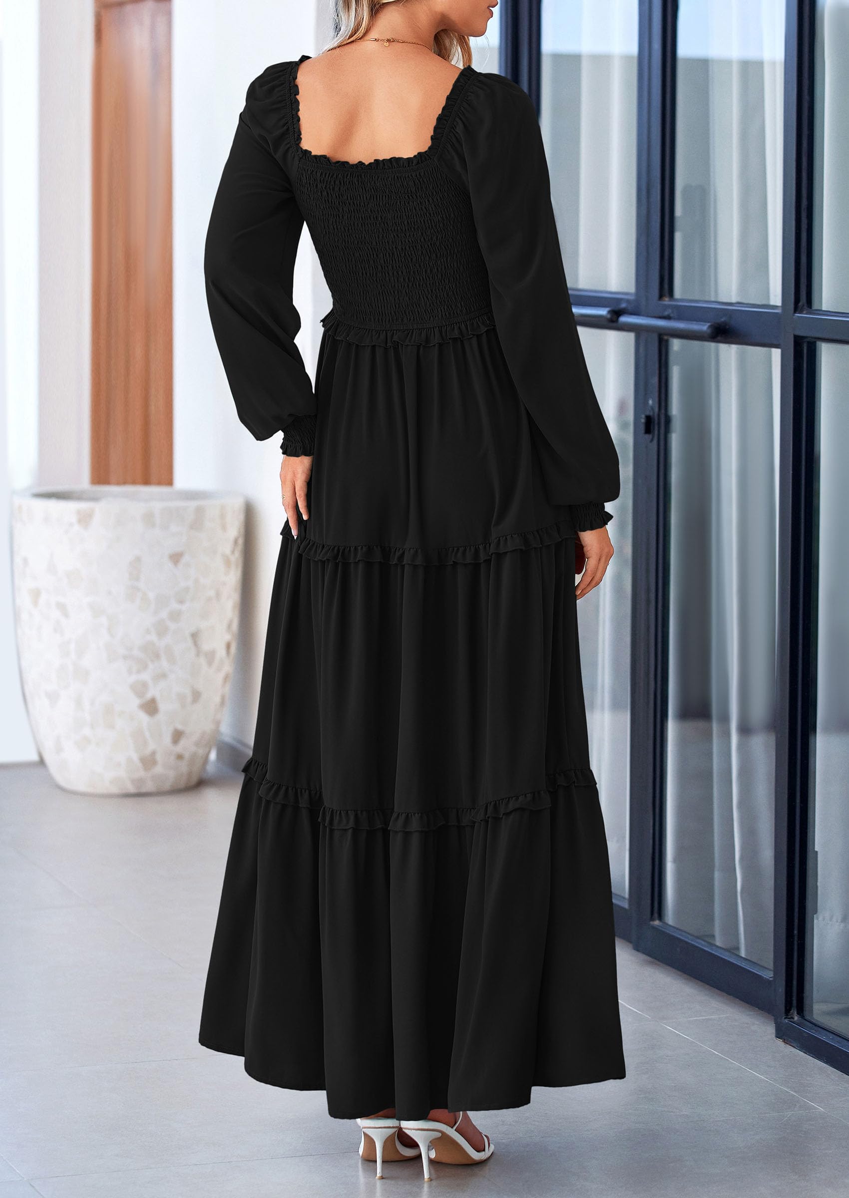 Foto 3 pulgar | Vestido Largo Prettygarden Para Mujer, Estampado Primaveral, Negro, Xxl - Venta Internacional.