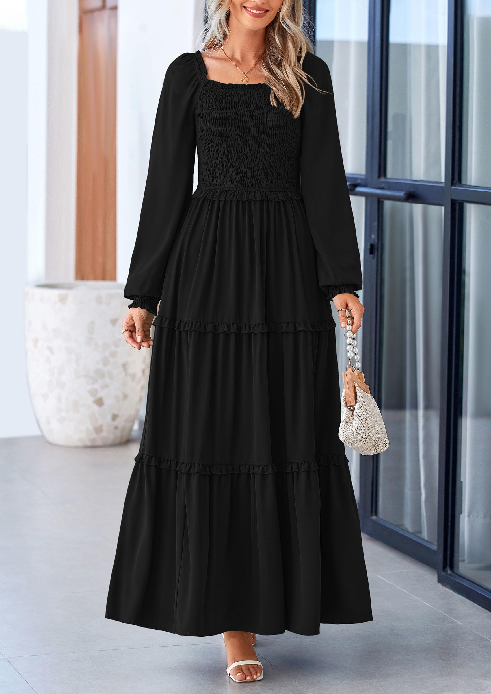 Foto 4 pulgar | Vestido Largo Prettygarden Para Mujer, Estampado Primaveral, Negro, Xxl - Venta Internacional.