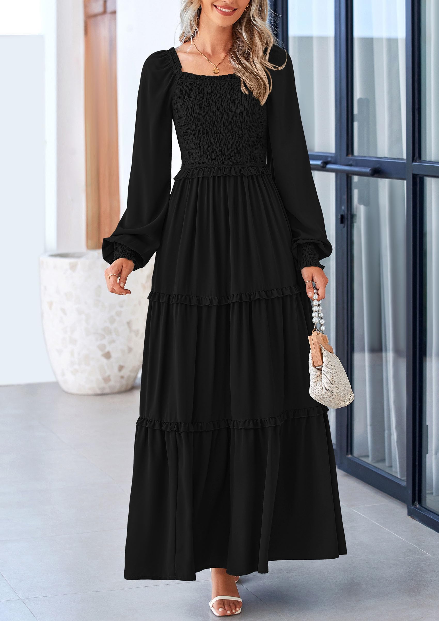 Foto 5 pulgar | Vestido Largo Prettygarden Para Mujer, Estampado Primaveral, Negro, Xxl - Venta Internacional.