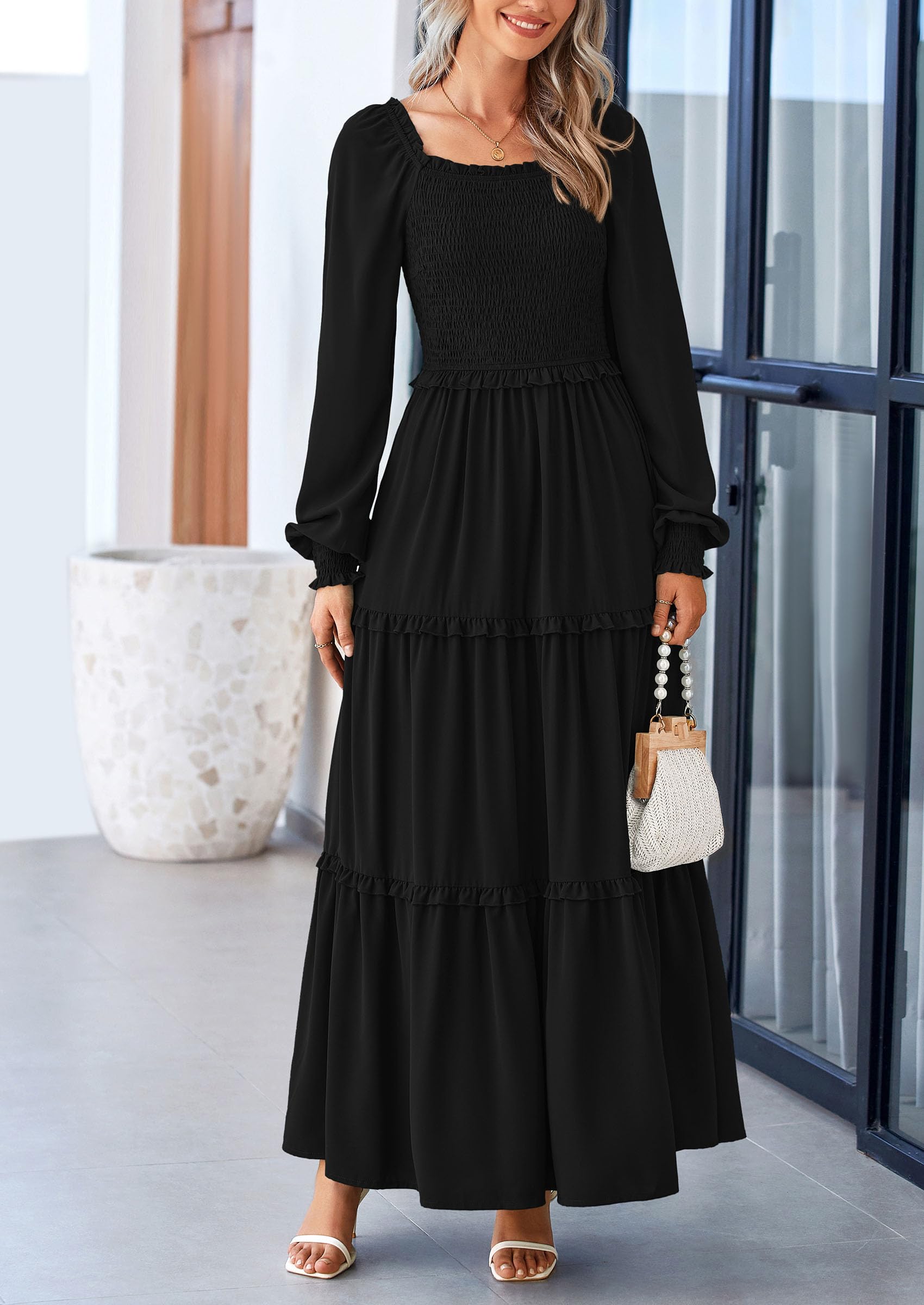 Foto 6 pulgar | Vestido Largo Prettygarden Para Mujer, Estampado Primaveral, Negro, Xxl - Venta Internacional.