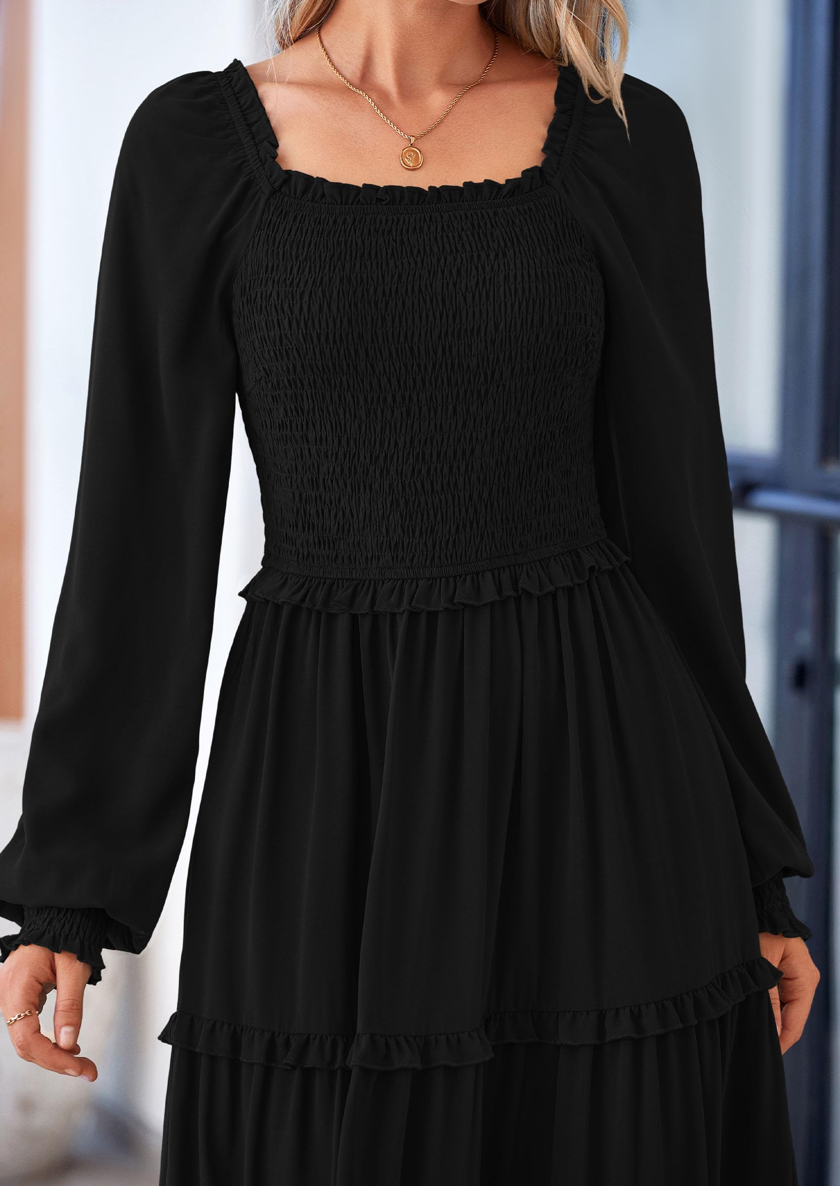 Foto 7 pulgar | Vestido Largo Prettygarden Para Mujer, Estampado Primaveral, Negro, Xxl - Venta Internacional.