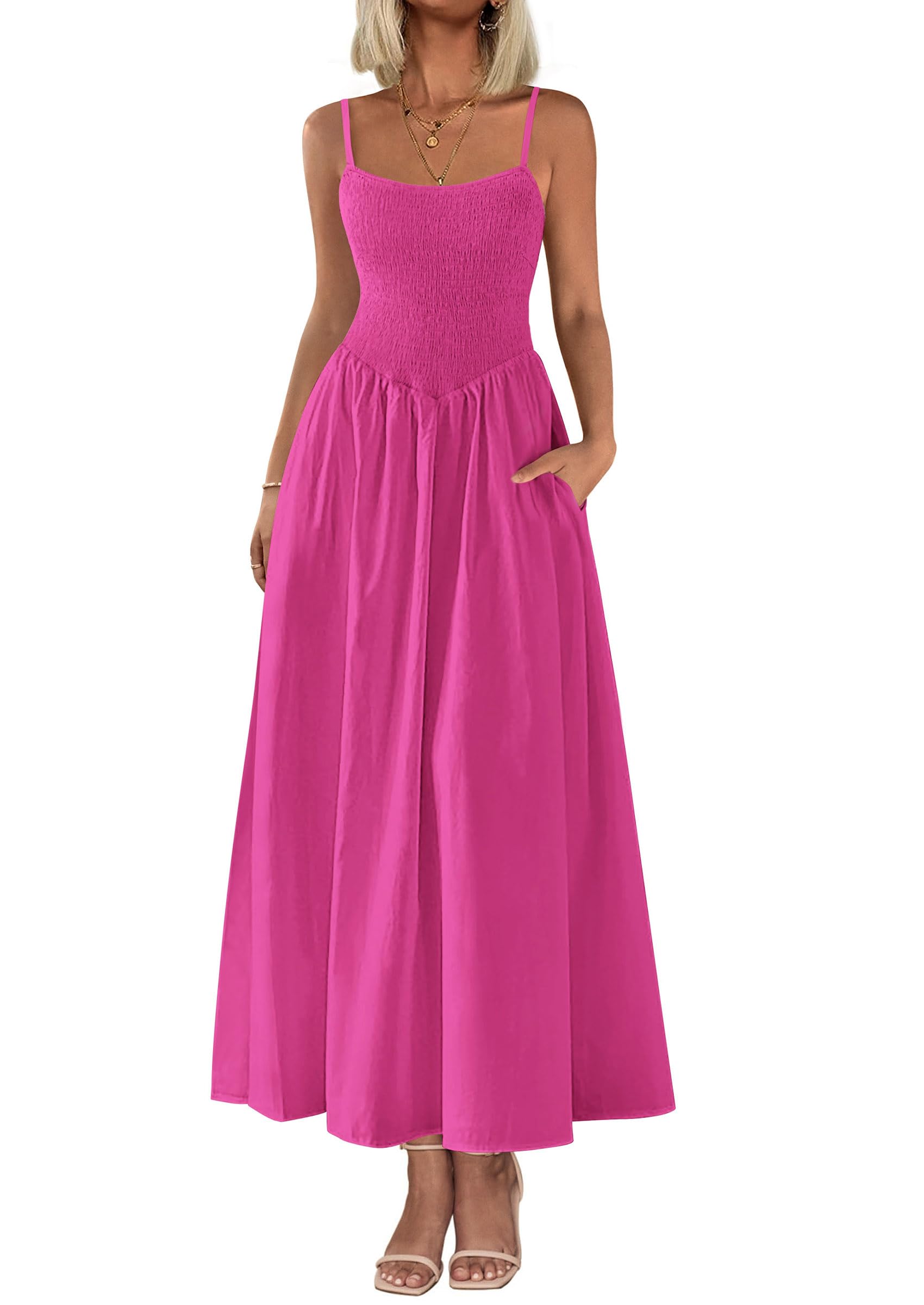 Vestido Largo Prettygarden Para Mujer, Fruncido, Verano, Playa 2025 - Venta Internacional.