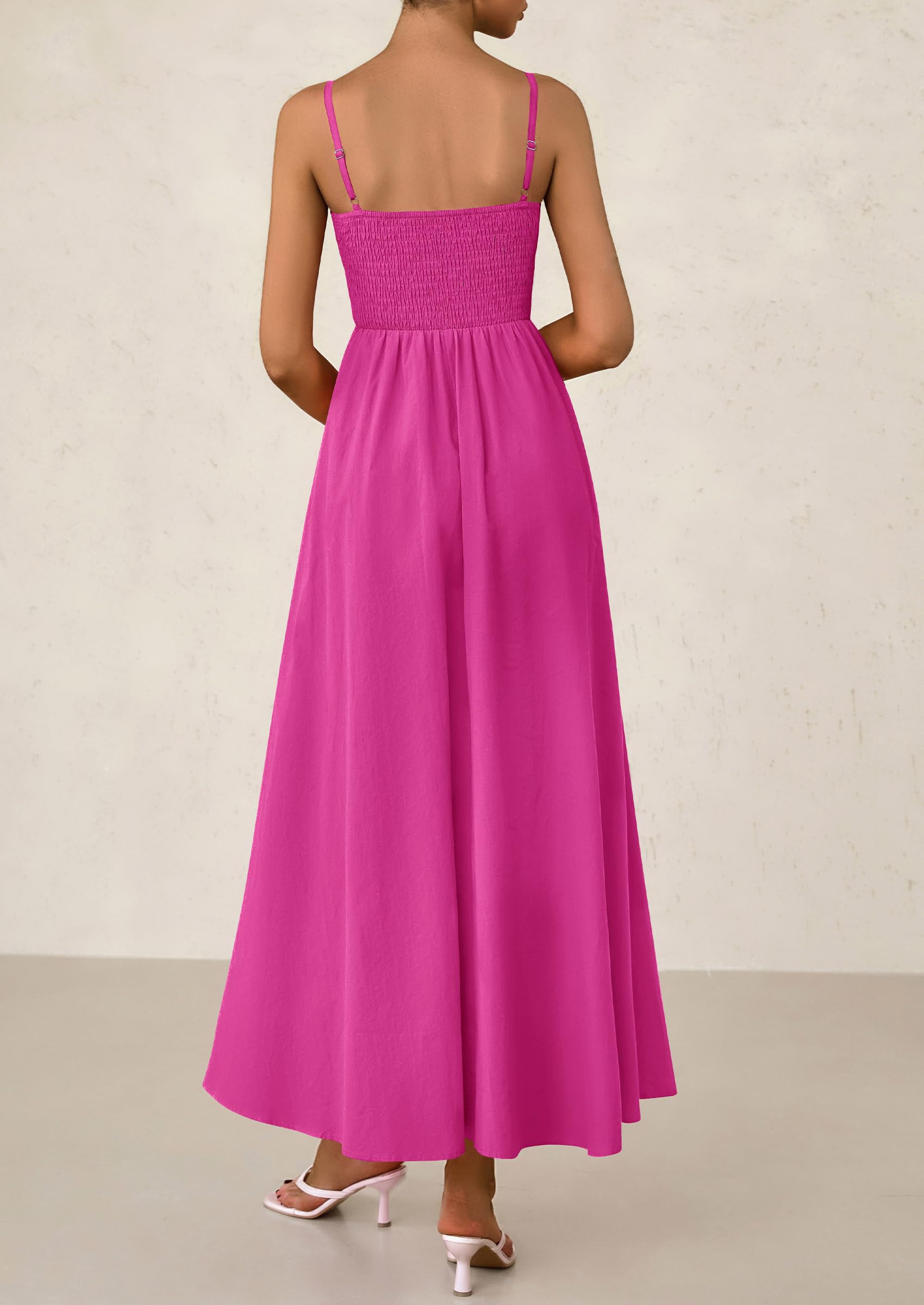 Foto 2 | Vestido Largo Prettygarden Para Mujer, Fruncido, Verano, Playa 2025 - Venta Internacional.