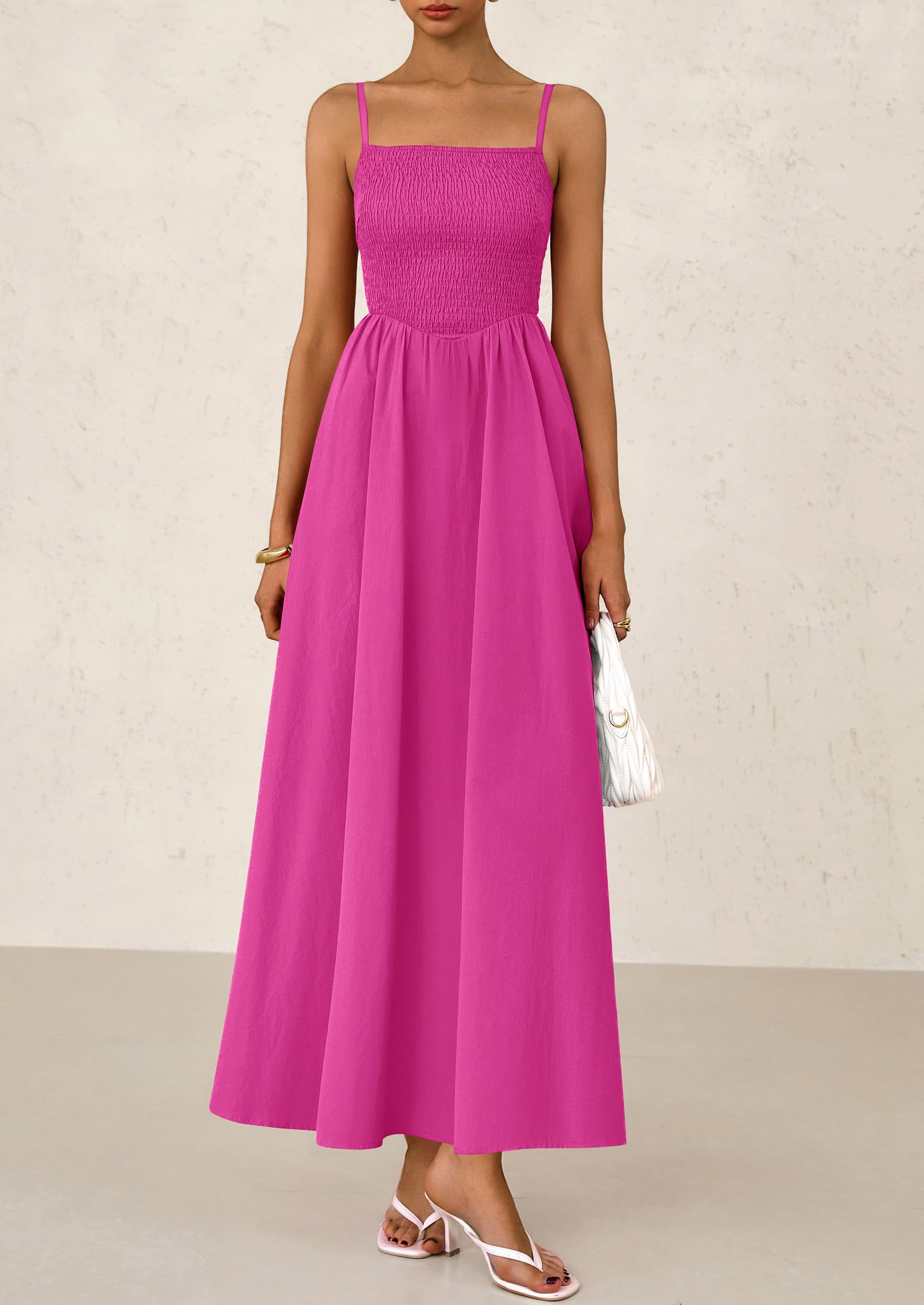 Foto 3 | Vestido Largo Prettygarden Para Mujer, Fruncido, Verano, Playa 2025 - Venta Internacional.