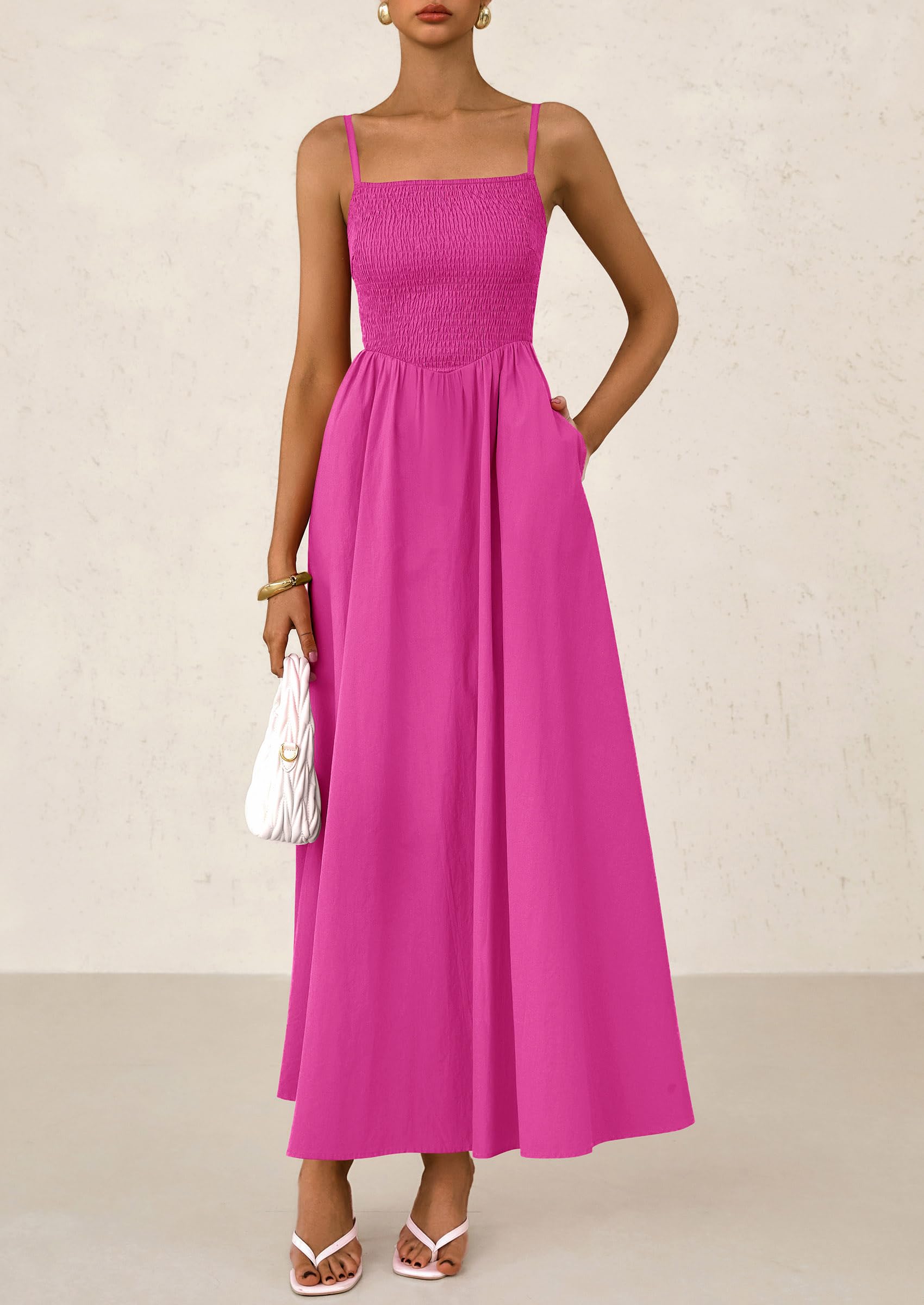 Foto 5 | Vestido Largo Prettygarden Para Mujer, Fruncido, Verano, Playa 2025 - Venta Internacional.