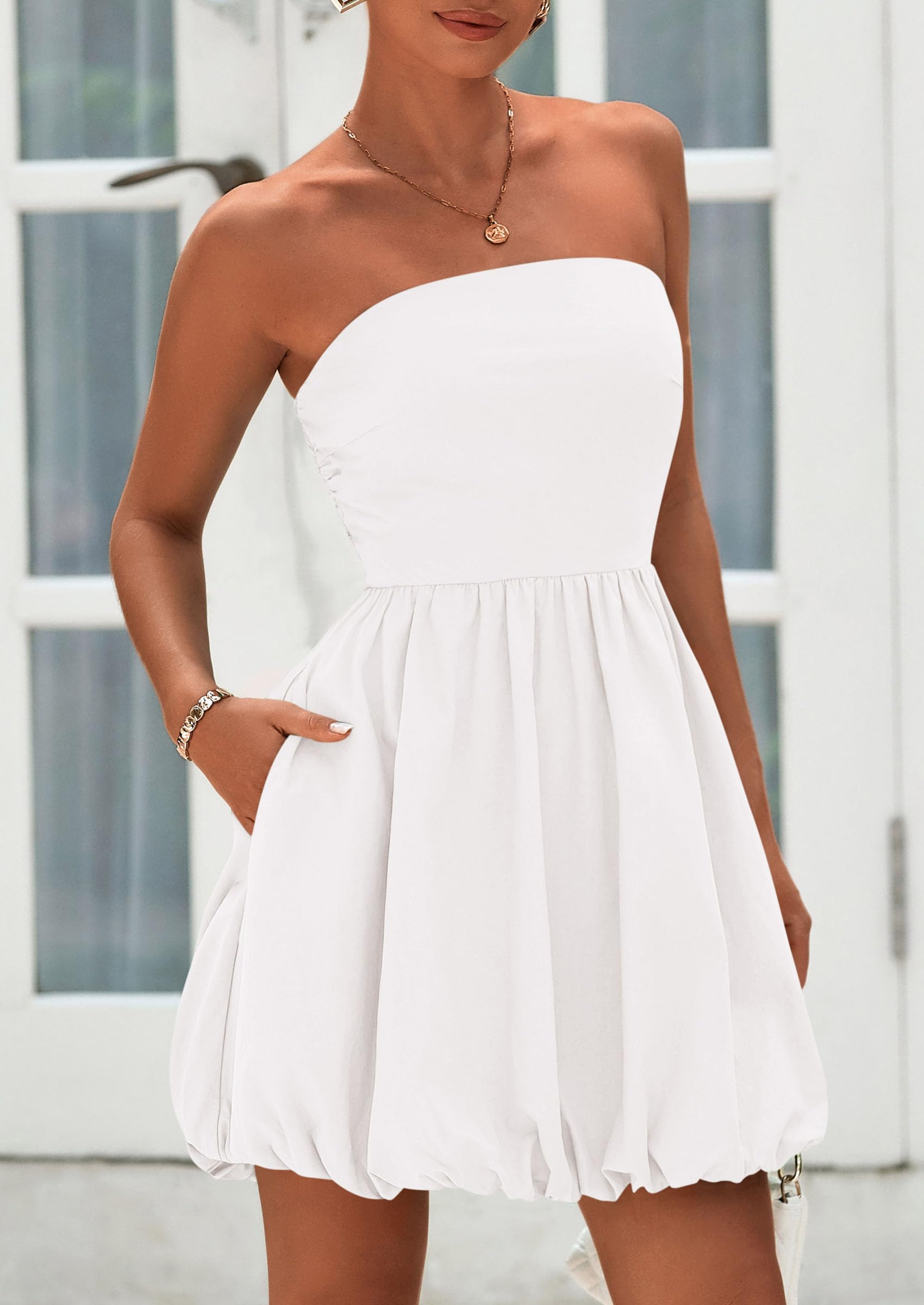 Foto 3 | Vestido Prettygarden Bubble Mini 2025 Para Mujer, Color Blanco - Venta Internacional.