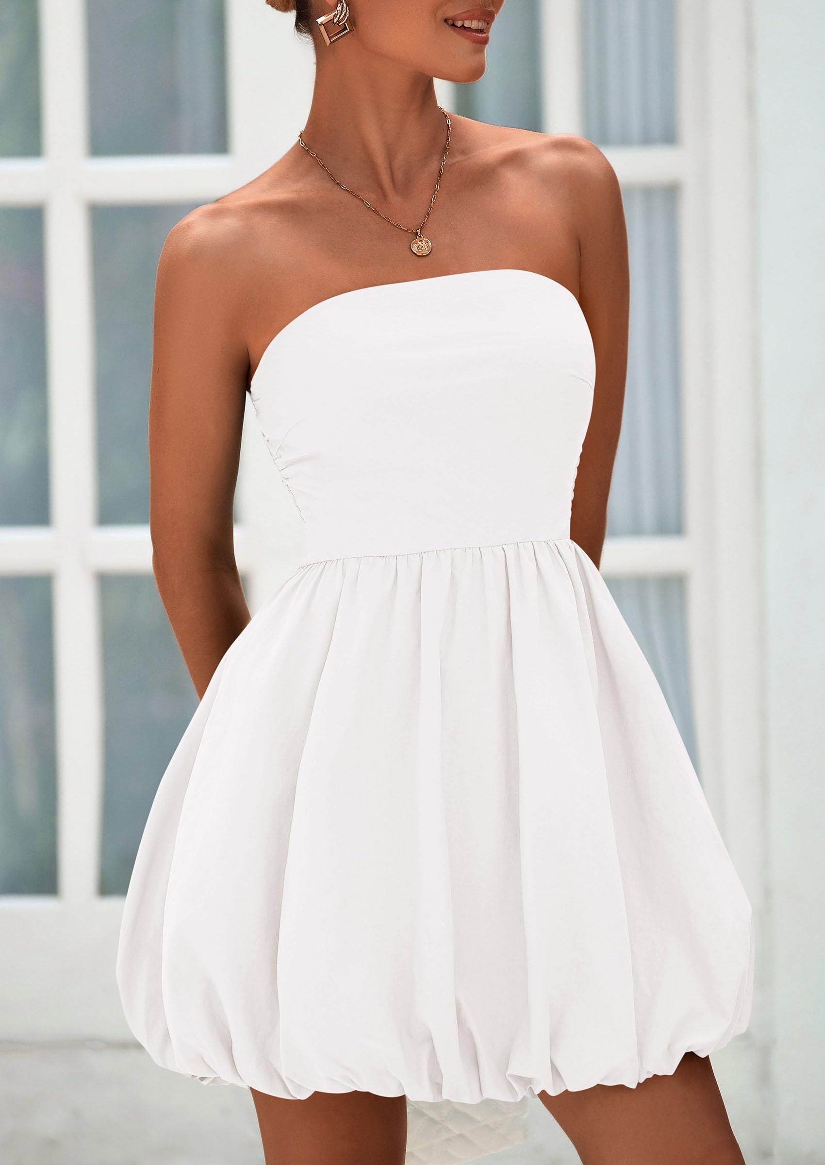 Foto 5 pulgar | Vestido Prettygarden Bubble Mini 2025 Para Mujer, Color Blanco - Venta Internacional.