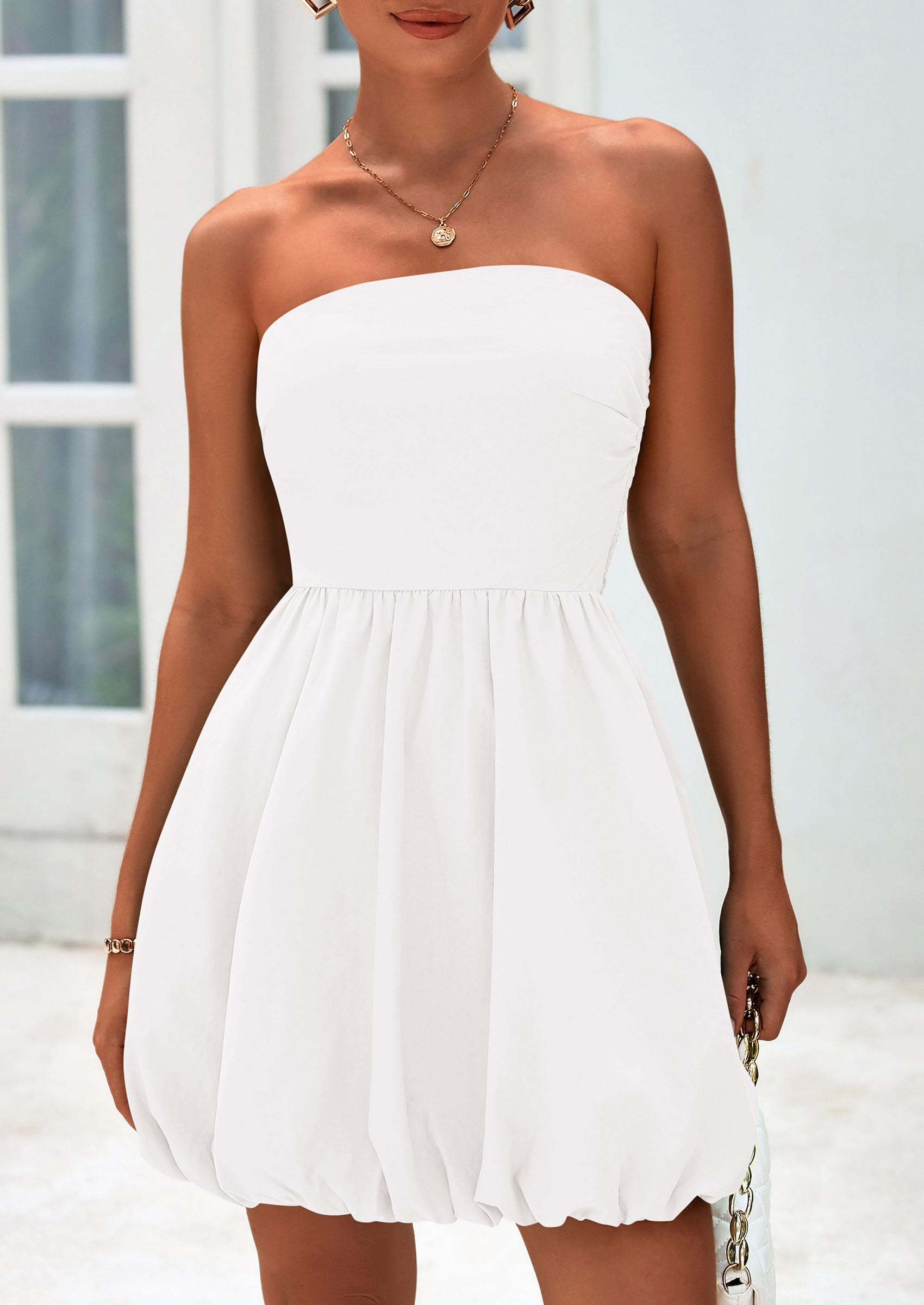 Foto 8 pulgar | Vestido Prettygarden Bubble Mini 2025 Para Mujer, Color Blanco - Venta Internacional.