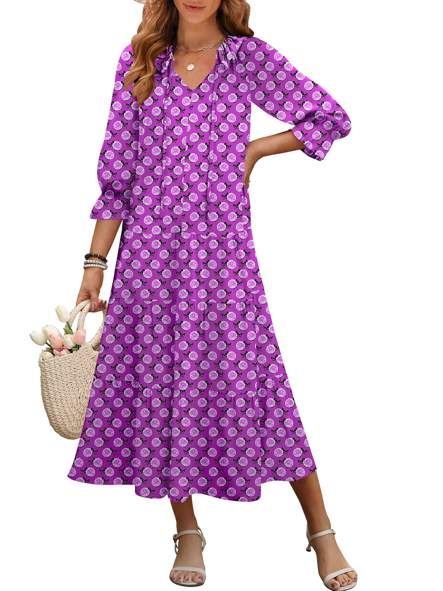 Foto 2 pulgar | Vestido Largo Anrabess De Verano Para Mujer, Estilo Bohemio, Playa, Casual - Venta Internacional.