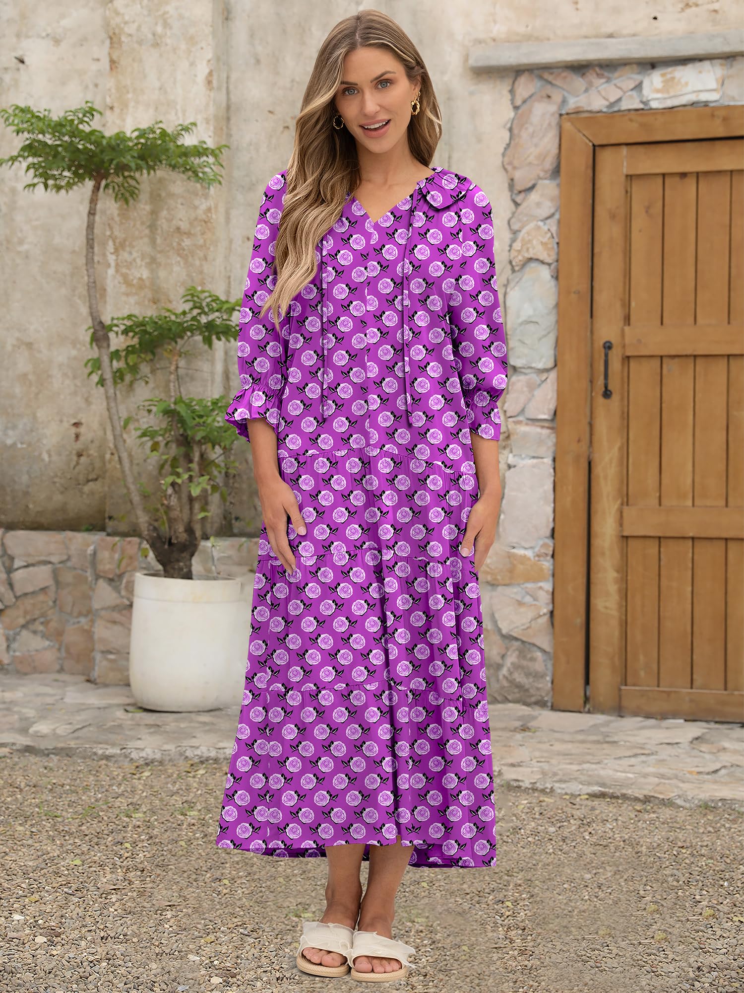 Foto 2 | Vestido Largo Anrabess De Verano Para Mujer, Estilo Bohemio, Playa, Casual - Venta Internacional.