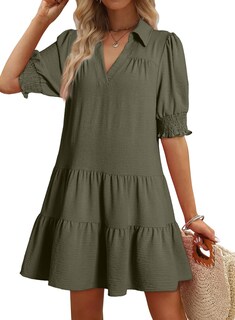 Foto 1 | Vestido Dokotoo 2025 Para Mujer, Casual, Verano, Cuello En V, Verde Oscuro - Venta Internacional.