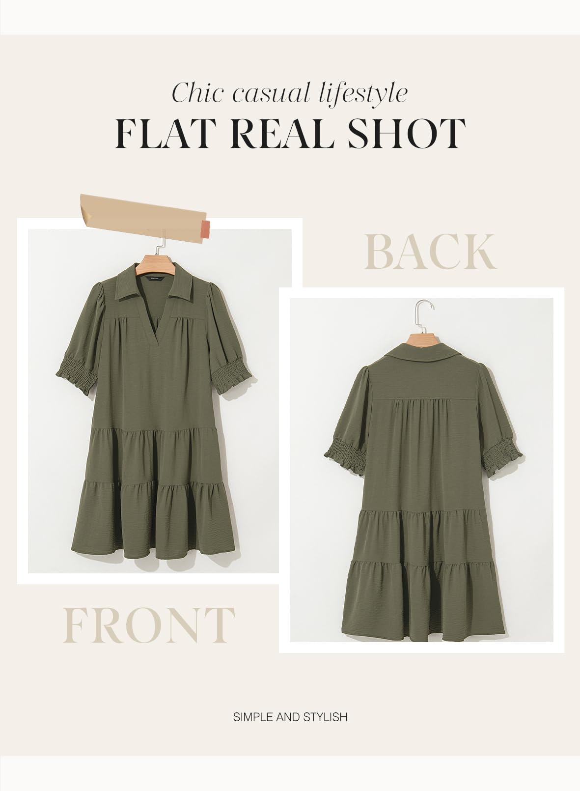 Foto 4 | Vestido Dokotoo 2025 Para Mujer, Casual, Verano, Cuello En V, Verde Oscuro - Venta Internacional.