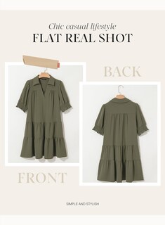 Foto 4 | Vestido Dokotoo 2025 Para Mujer, Casual, Verano, Cuello En V, Verde Oscuro - Venta Internacional.