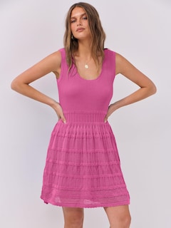Foto 2 | Minivestido De Verano Anrabess Sin Mangas De Punto Sin Mangas Rosa Intenso - Venta Internacional.