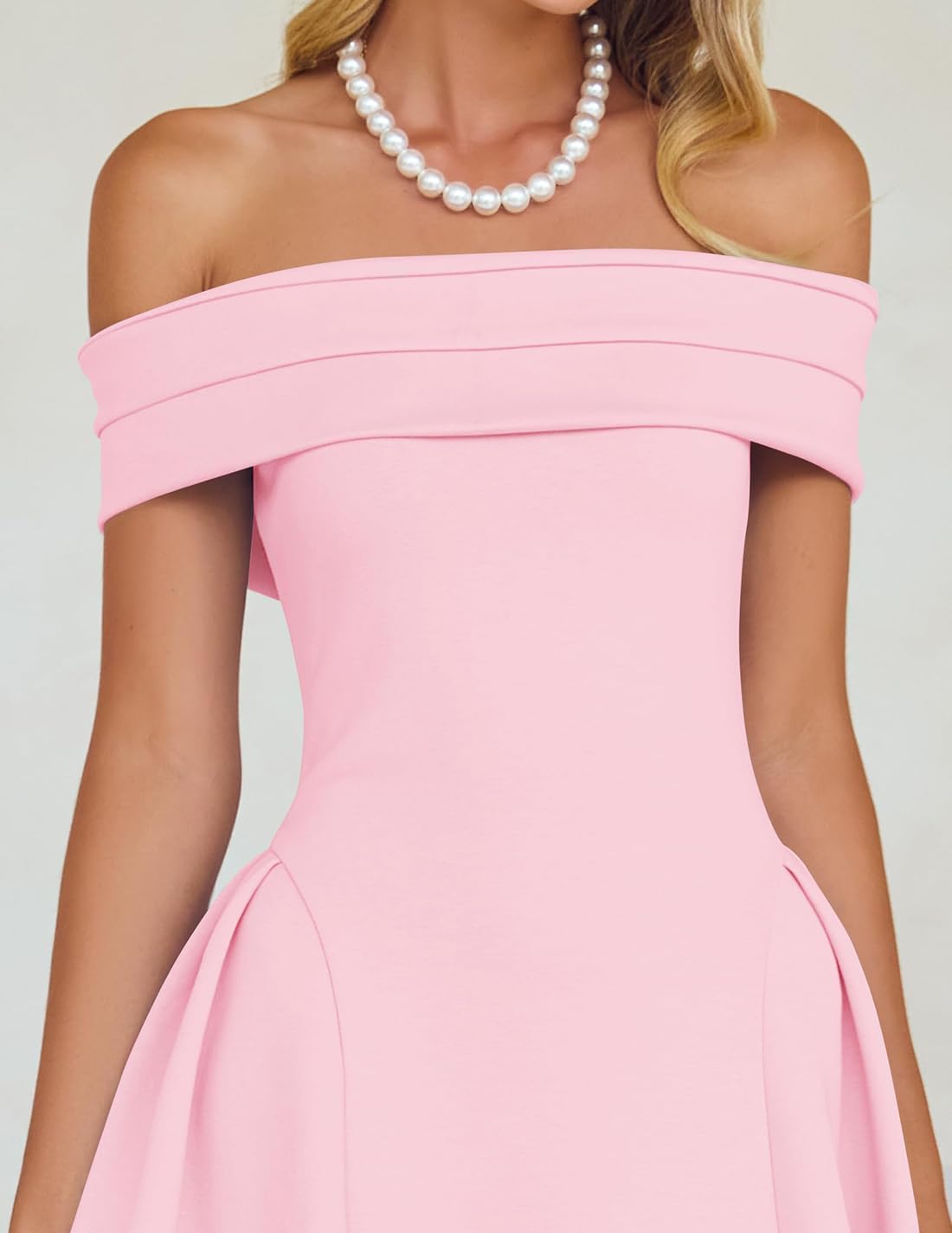 Foto 6 pulgar | Vestido De Cóctel Zesica Elegante Con Hombros Descubiertos, Línea A, Rosa - Venta Internacional.