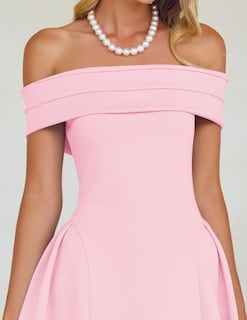 Foto 5 | Vestido De Cóctel Zesica Elegante Con Hombros Descubiertos, Línea A, Rosa - Venta Internacional.
