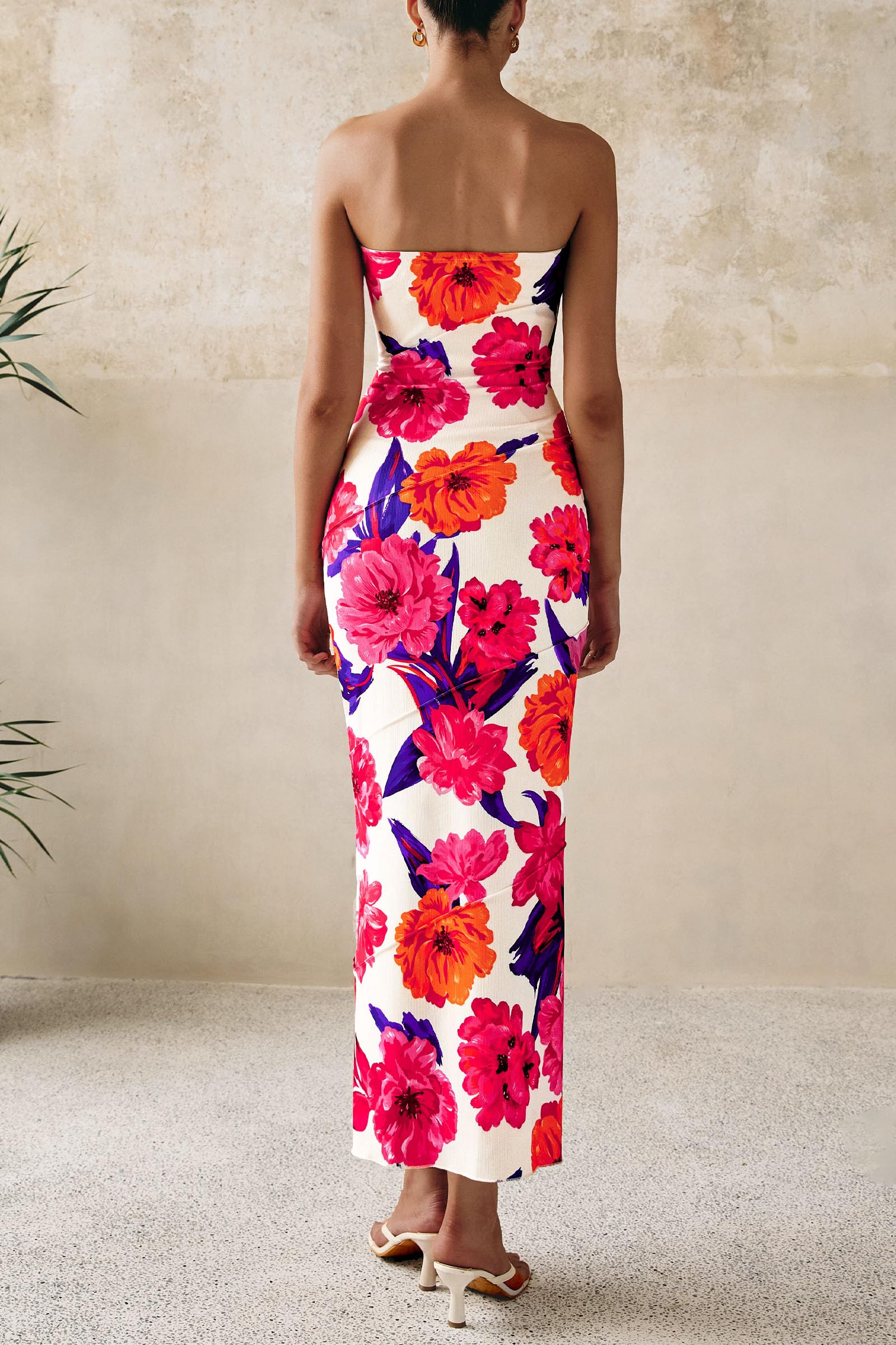 Foto 2 | Vestido Largo Prettygarden Para Mujer, Verano 2025, Floral, Blanco - Venta Internacional.