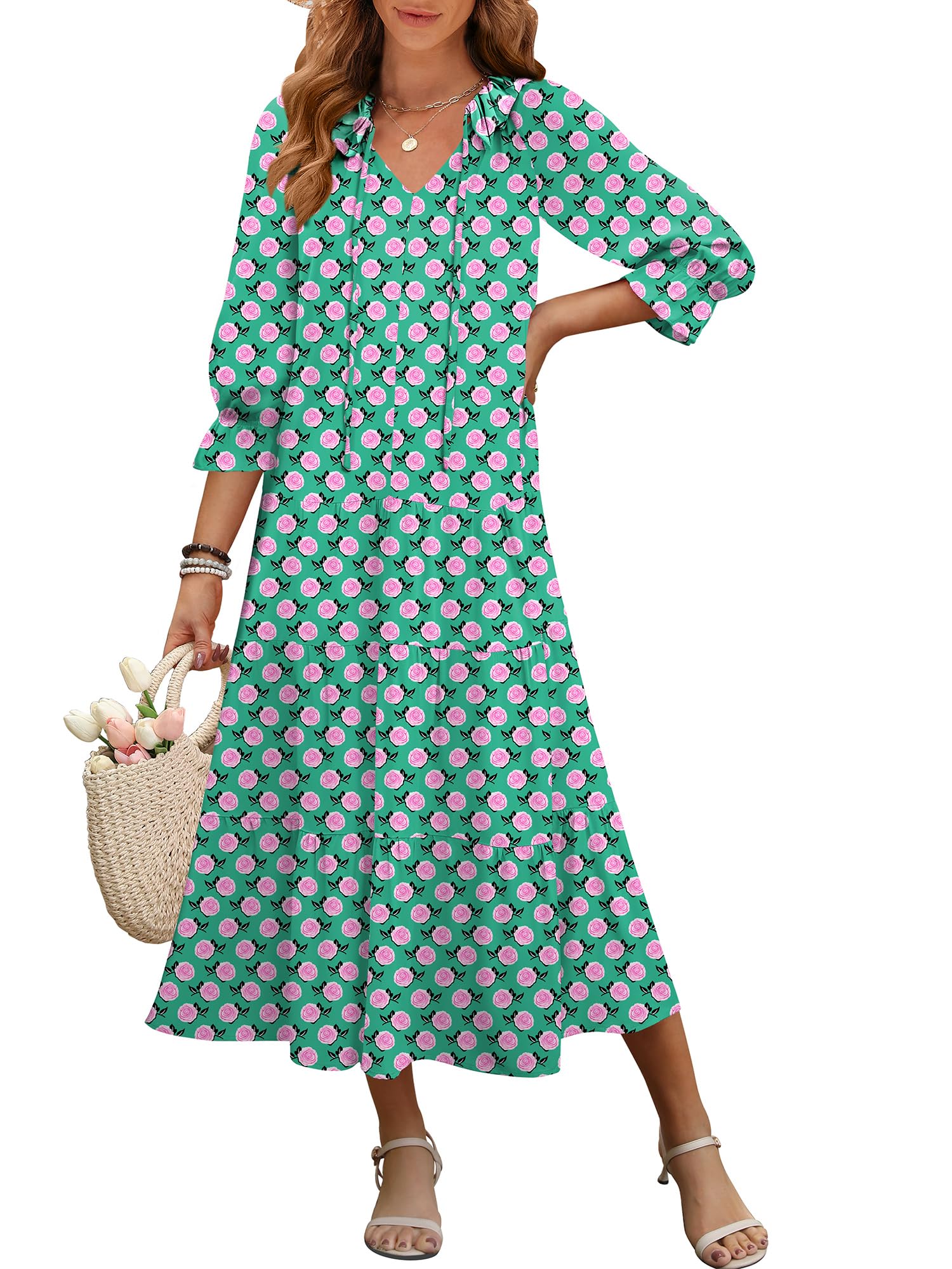 Vestido Largo Anrabess Summer Para Mujer, Bohemio, Playa, Estampado Floral - Venta Internacional.