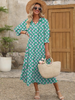 Foto 3 | Vestido Largo Anrabess Summer Para Mujer, Bohemio, Playa, Estampado Floral - Venta Internacional.