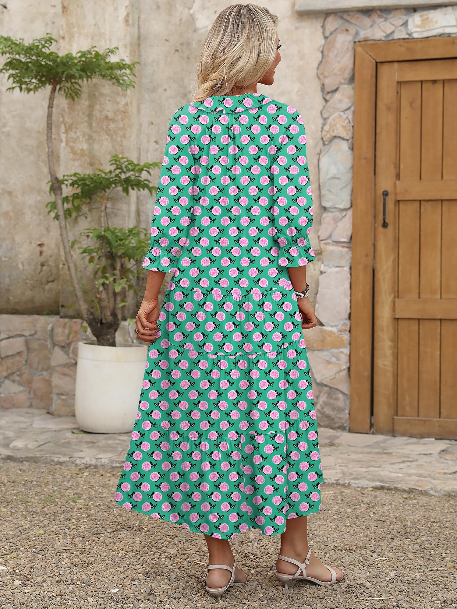 Foto 6 pulgar | Vestido Largo Anrabess Summer Para Mujer, Bohemio, Playa, Estampado Floral - Venta Internacional.