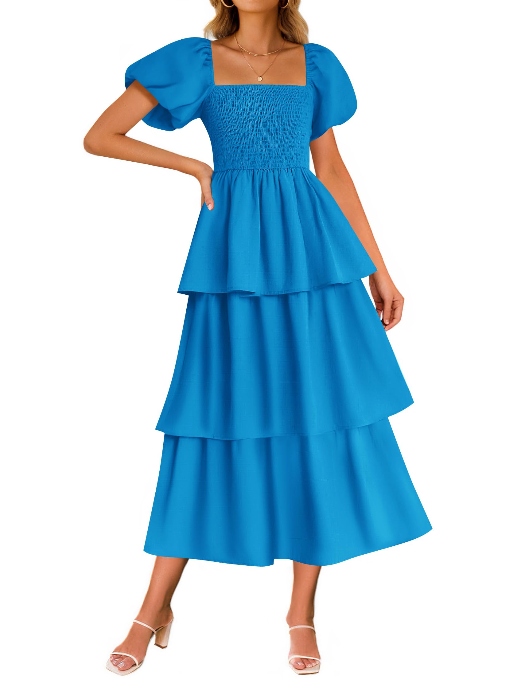 Foto 2 pulgar | Vestido Zesica Para Mujer 2025, Estilo Bohemio, Midi, Azul, Talla Xl - Venta Internacional.