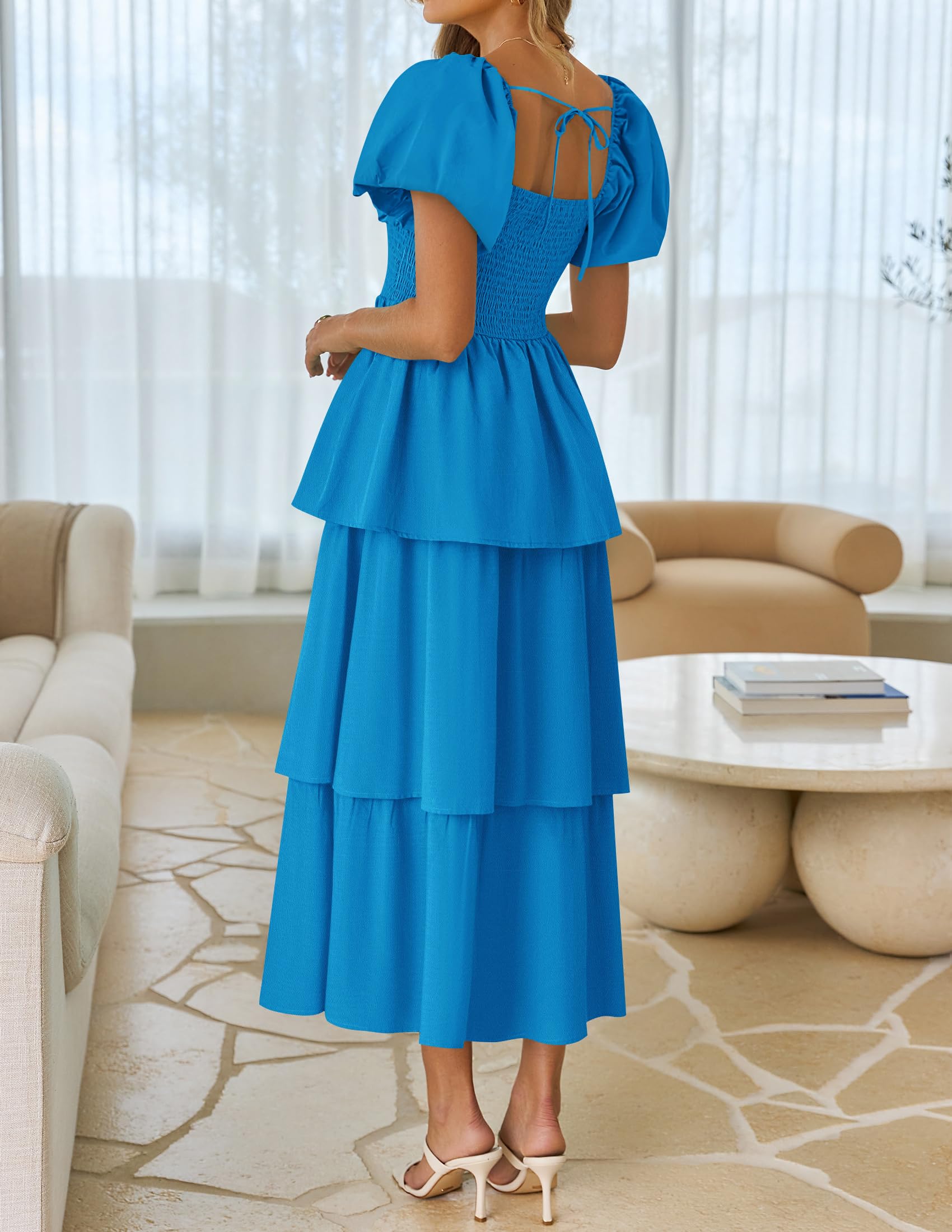 Foto 5 pulgar | Vestido Zesica Para Mujer 2025, Estilo Bohemio, Midi, Azul, Talla Xl - Venta Internacional.
