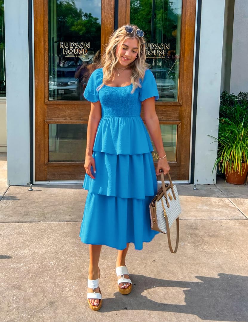 Foto 6 pulgar | Vestido Zesica Para Mujer 2025, Estilo Bohemio, Midi, Azul, Talla Xl - Venta Internacional.
