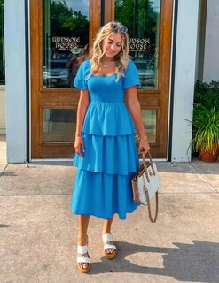 Foto 5 | Vestido Zesica Para Mujer 2025, Estilo Bohemio, Midi, Azul, Talla Xl - Venta Internacional.