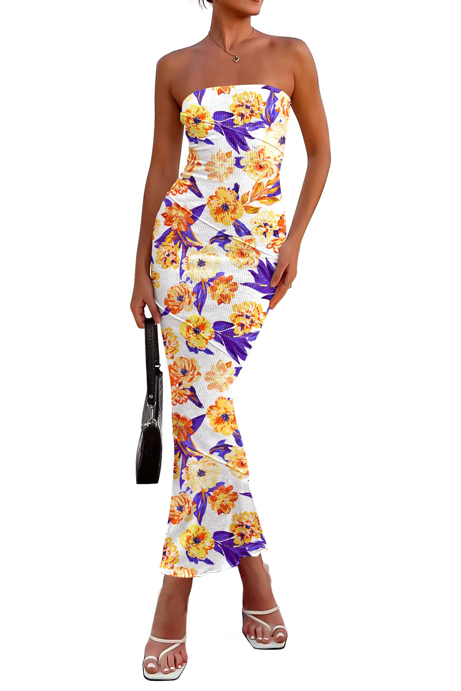 Foto 2 pulgar | Vestido Largo Prettygarden Para Mujer Con Estampado Floral De Verano 2025 - Venta Internacional.