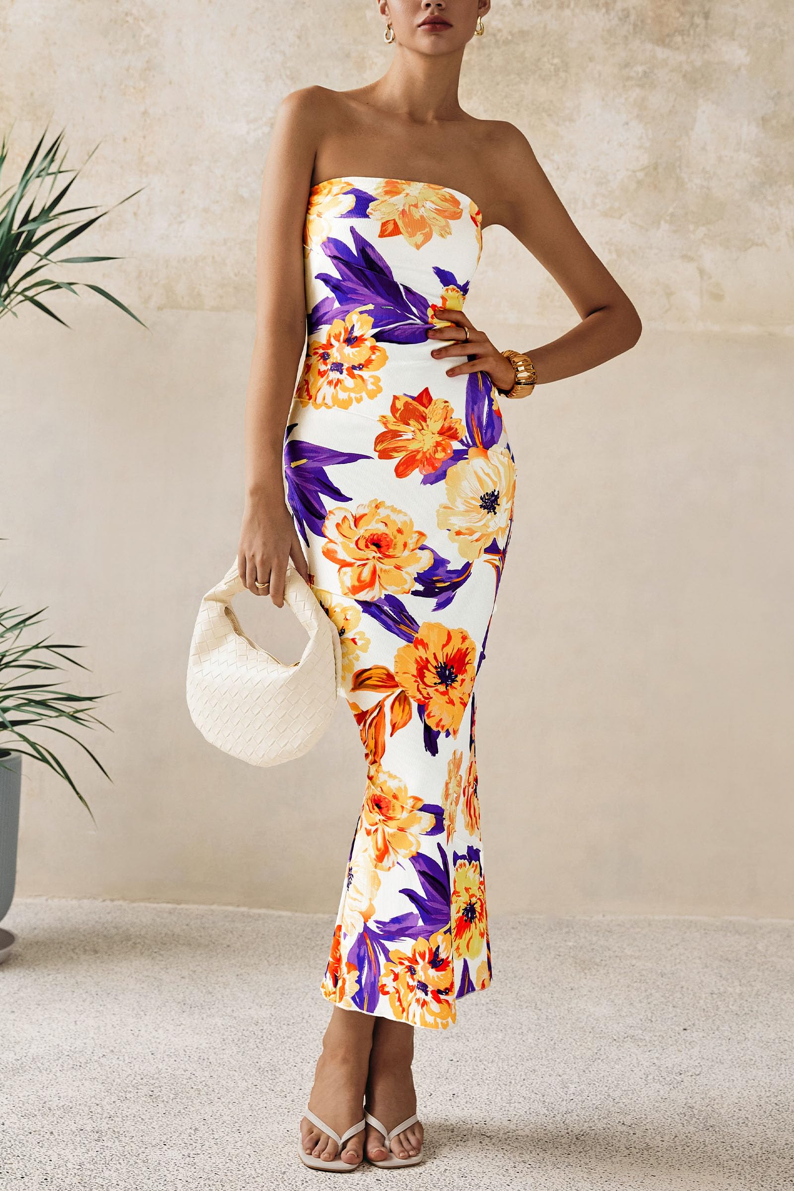 Foto 4 pulgar | Vestido Largo Prettygarden Para Mujer Con Estampado Floral De Verano 2025 - Venta Internacional.