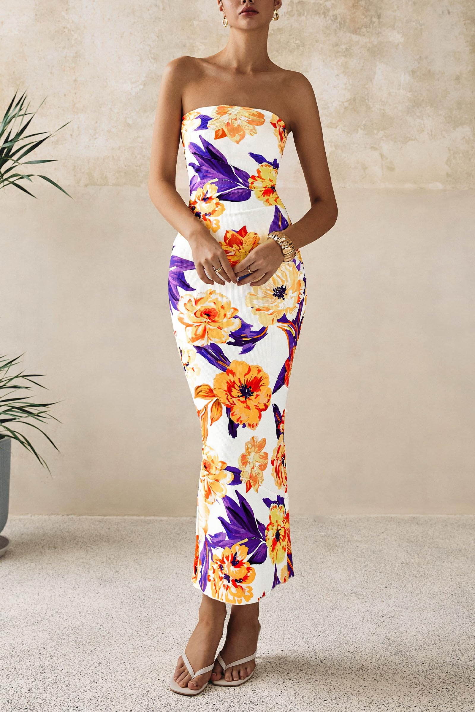 Foto 5 pulgar | Vestido Largo Prettygarden Para Mujer Con Estampado Floral De Verano 2025 - Venta Internacional.